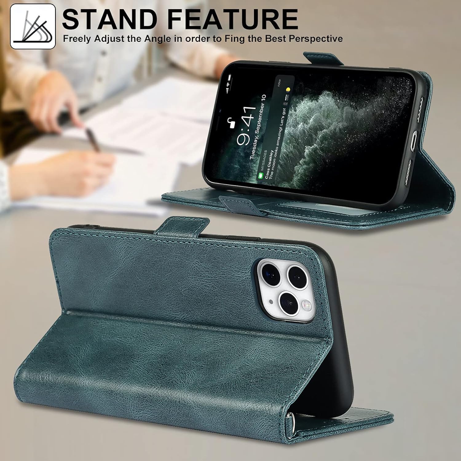 iPhone 11 Pro Wallet Case,[RFID Blocking] Premium Leather Credit Card Holder Magnetic Flip Kickstand Wallet