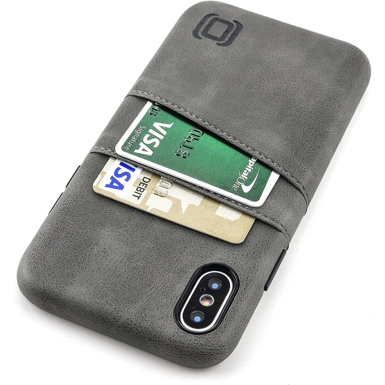 Exec Wallet Case for iPhone X/XS: Slim Vintage Synthetic Leather Card Case with 2 Card Holder Slots, Simple