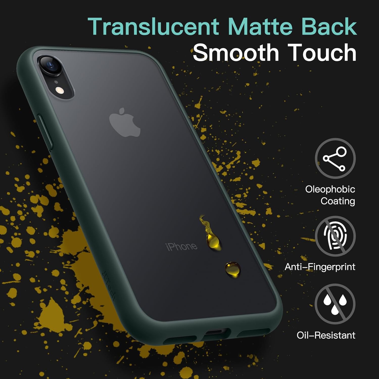 Matte Case for iPhone XR 6.1-Inch, Shockproof Military Grade Drop Protection, Frosted Translucent Back Phone