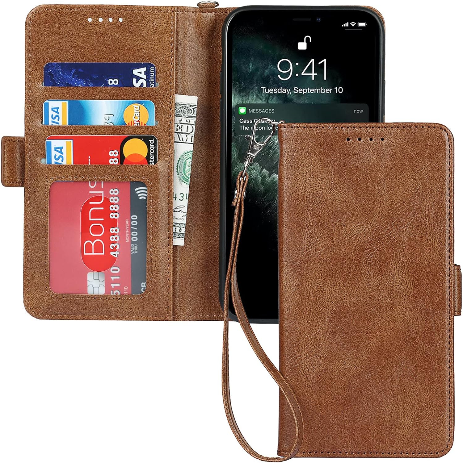 iPhone 11 Pro Wallet Case,[RFID Blocking] Premium Leather Credit Card Holder Magnetic Flip Kickstand Wallet
