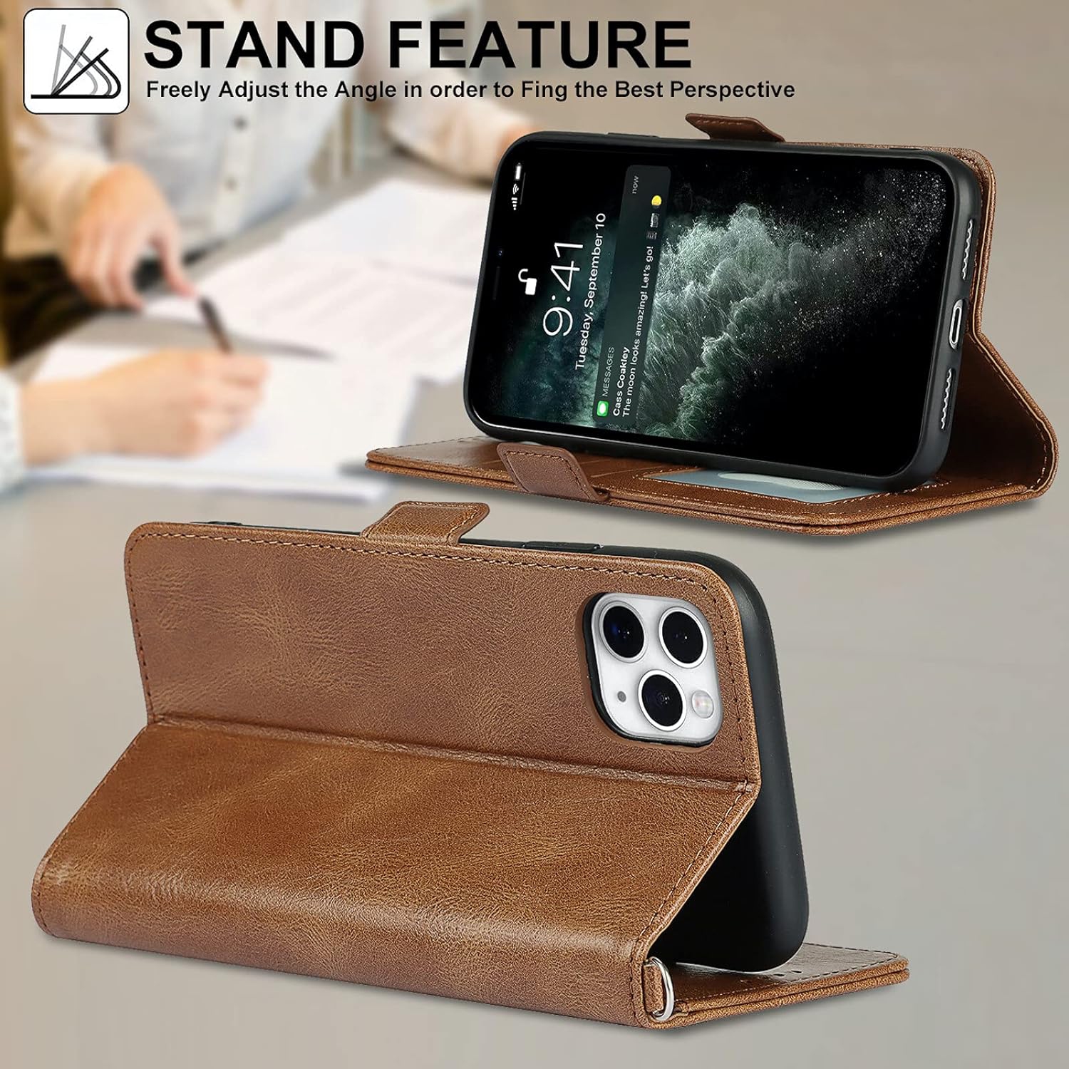 iPhone 11 Pro Wallet Case,[RFID Blocking] Premium Leather Credit Card Holder Magnetic Flip Kickstand Wallet