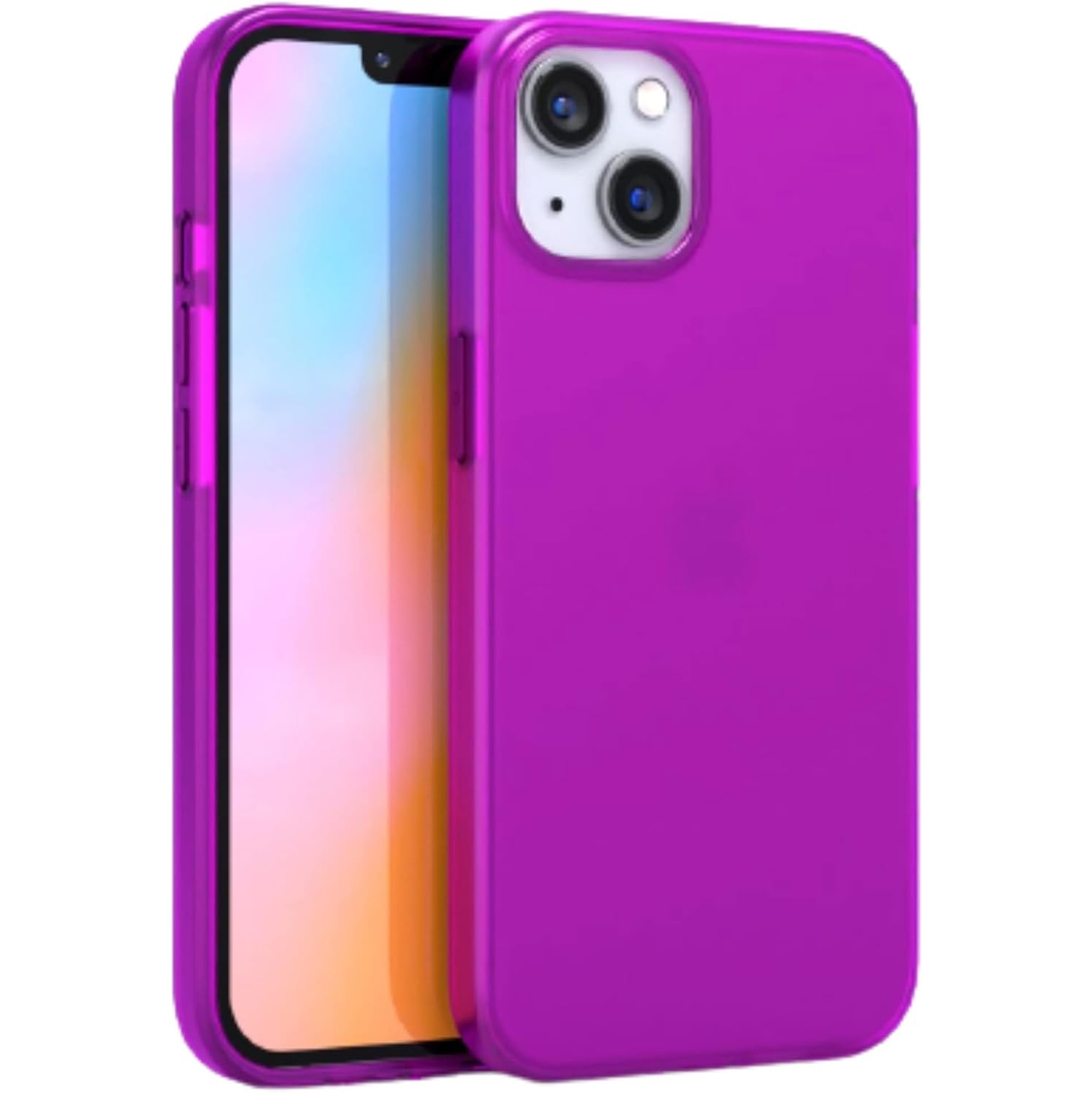 - iPhone 13 Mini Neon Purple Clear Protective Case, TPU and Polycarbonate Shock-Absorbing Bright Cover -