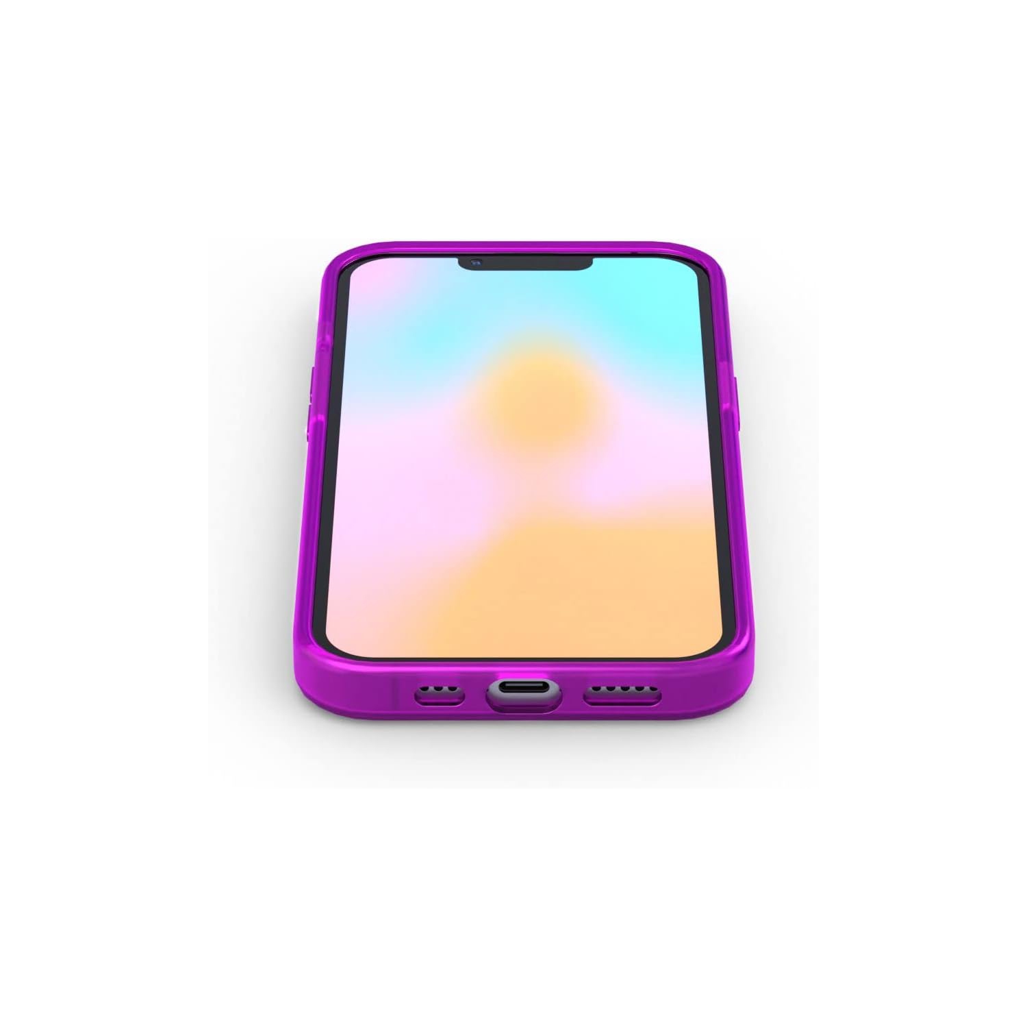 - iPhone 13 Mini Neon Purple Clear Protective Case, TPU and Polycarbonate Shock-Absorbing Bright Cover -