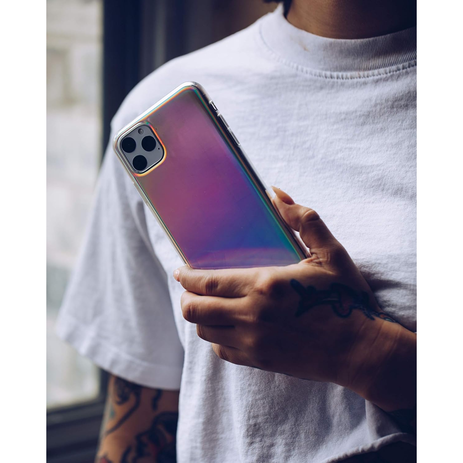 - Étui iPhone 14 Pro Max - élégant étui pour téléphone holographique aura - anti-rayures, chargement sans fil