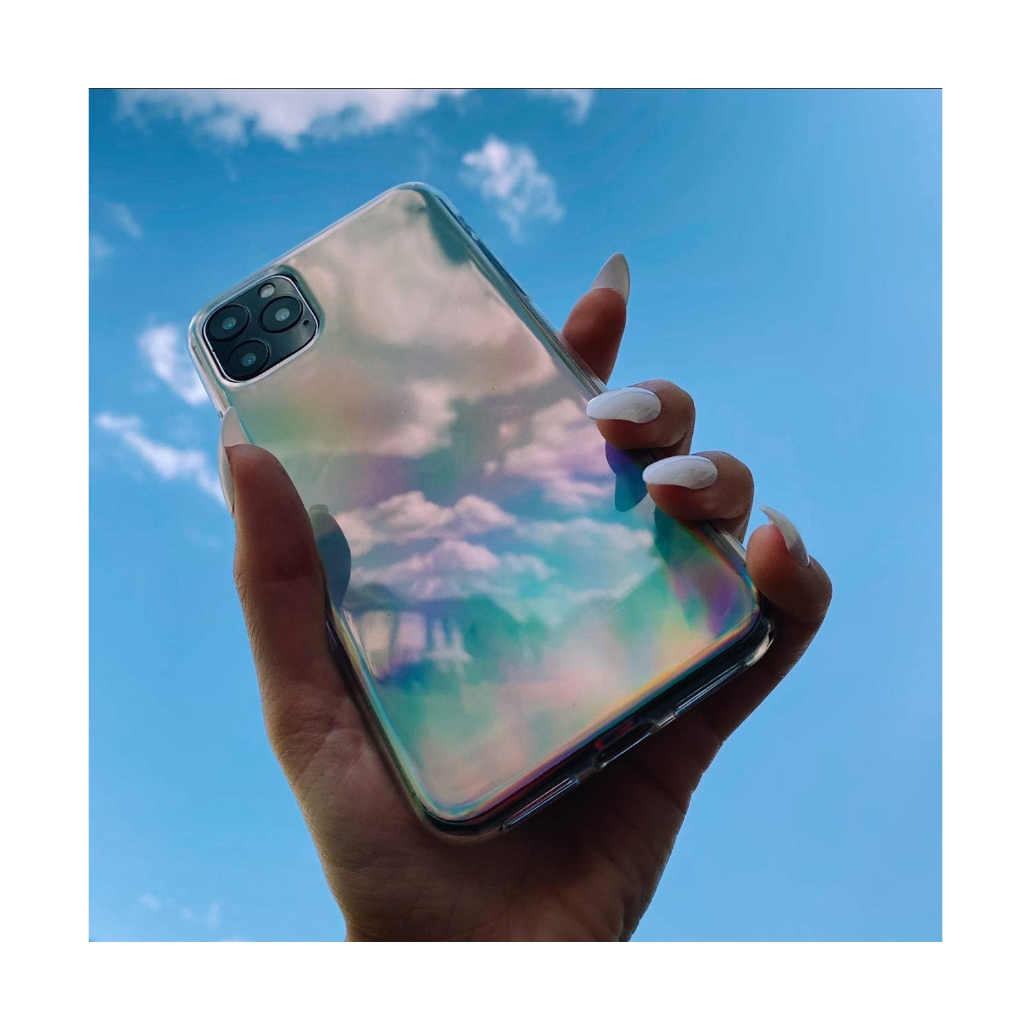 - Étui iPhone 14 Pro Max - élégant étui pour téléphone holographique aura - anti-rayures, chargement sans fil