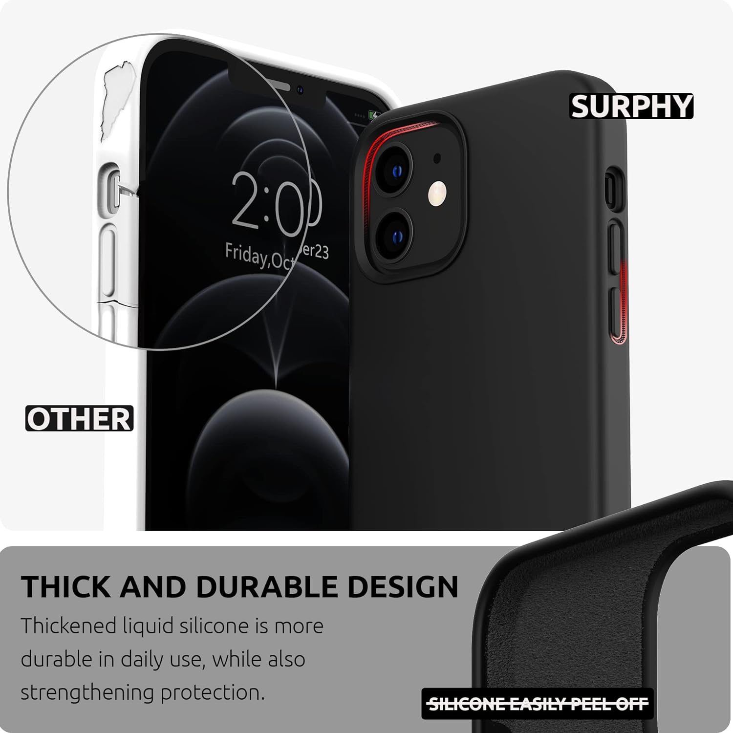 Silicone Case Compatible with iPhone 12 Mini Case 5.4 inch, Liquid Silicone Full Body Protective Phone Case