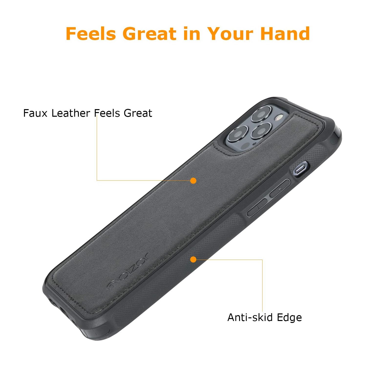 MAG Series iPhone 12 and iPhone 12 Pro Case with Faux Leather, Built-in Metal Plate for Magnetic Mount, Wireless