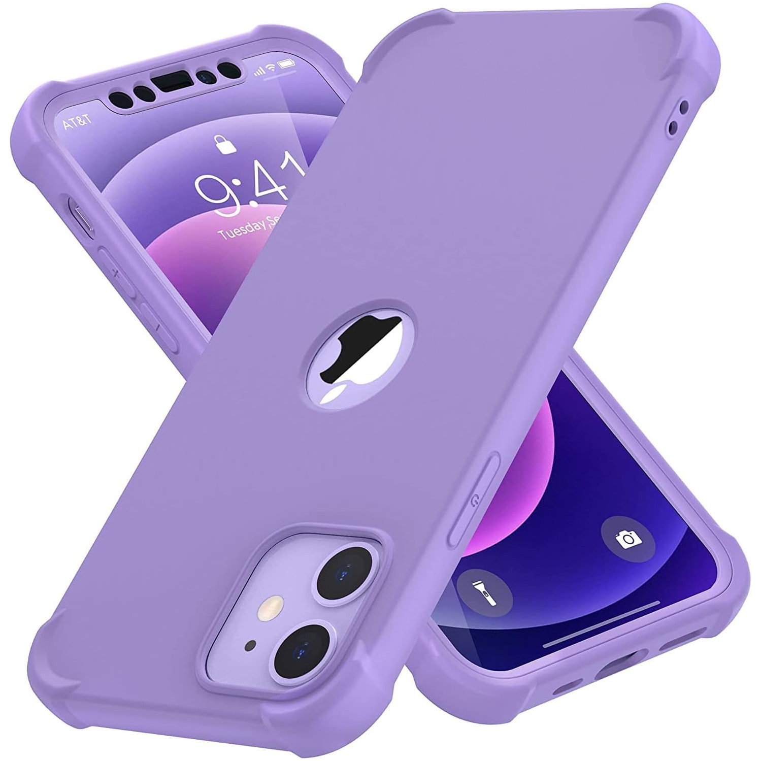 Compatible with iPhone 12 Mini Case with 2 Pack Tempered Glass Screen Protector,Shockproof Soft Silicone Back