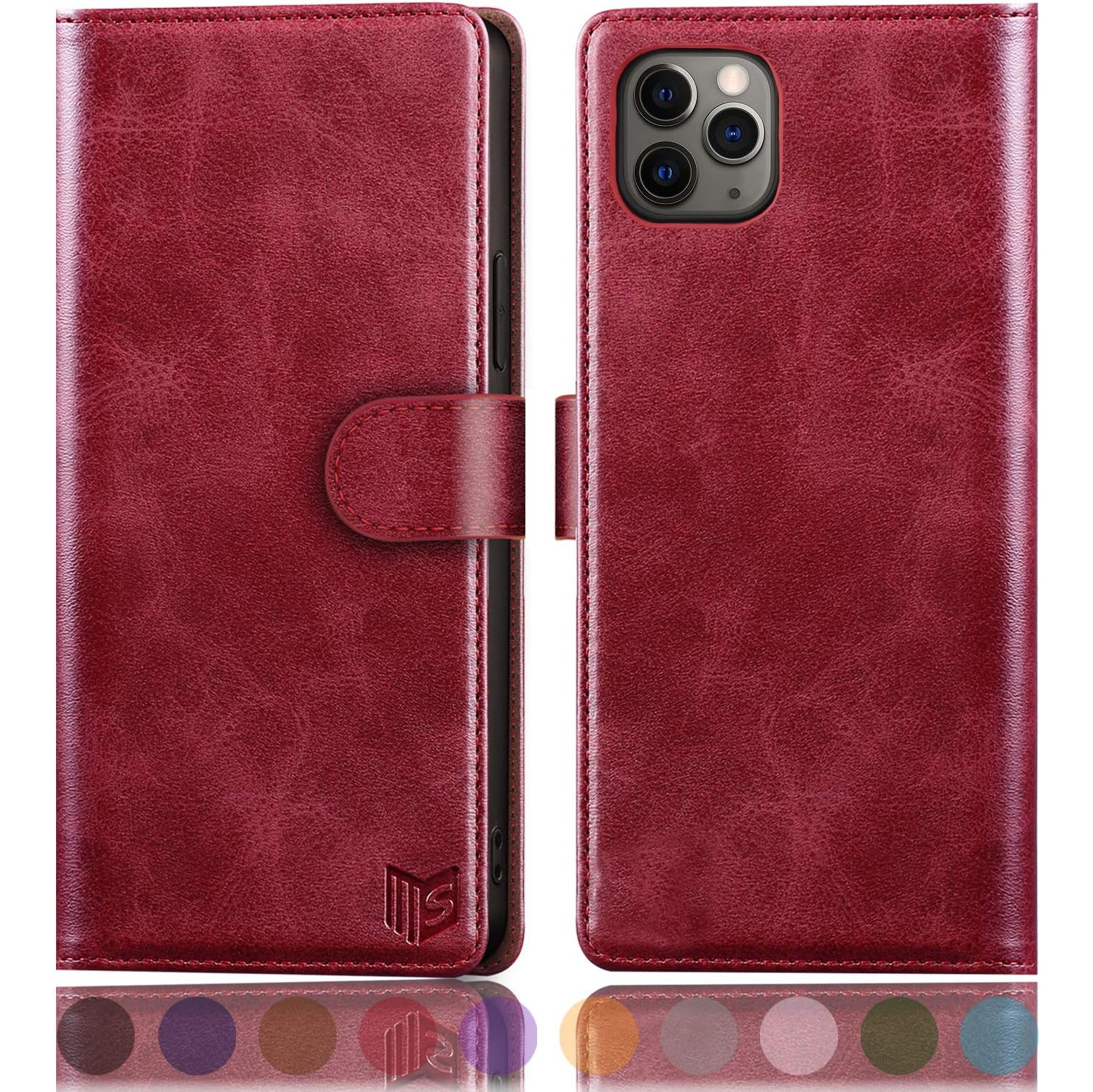 for iPhone 11 Pro Max 6.5" with RFID Blocking Leather Wallet case Credit Card Holder, Flip Folio Book Phone