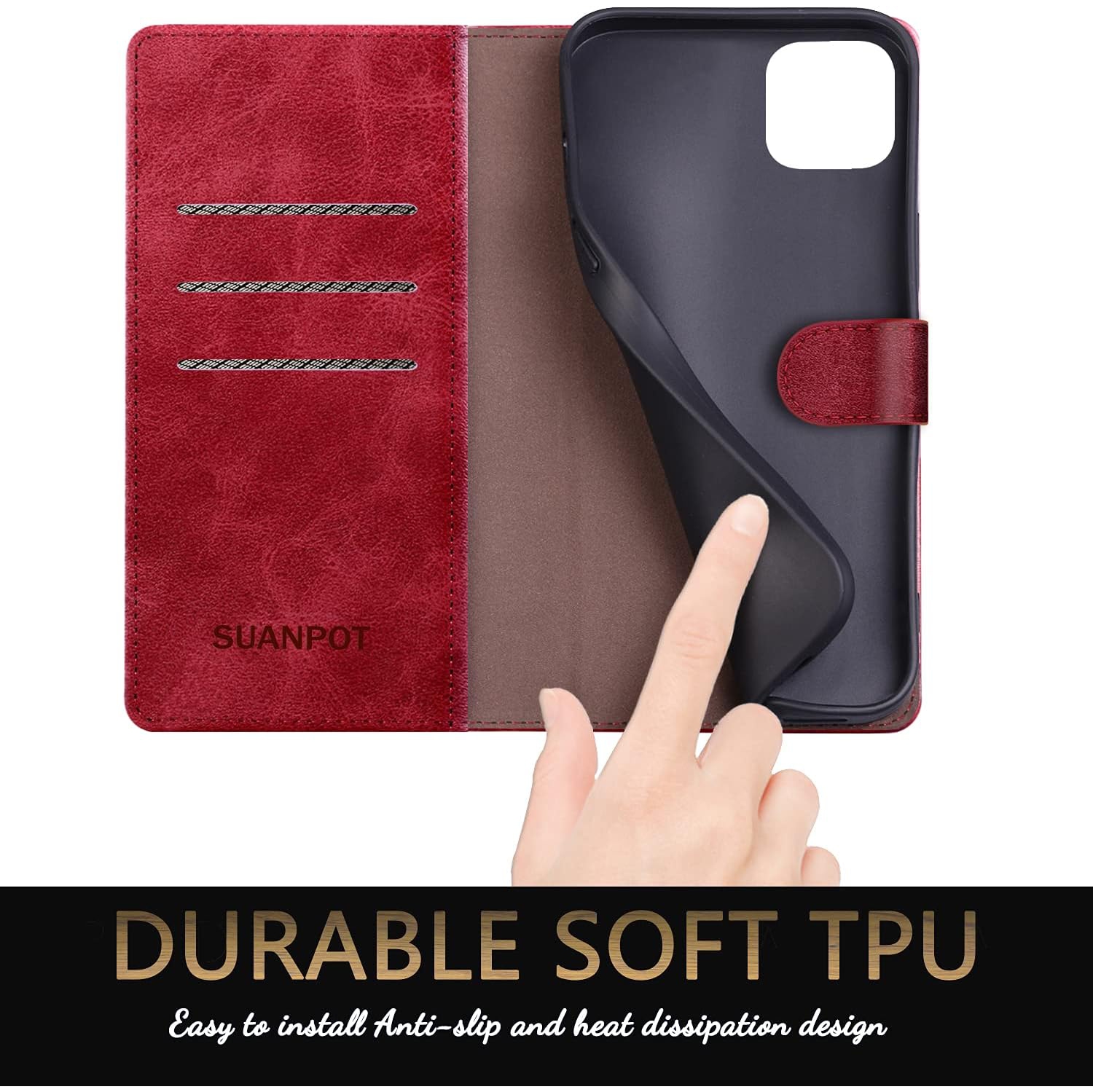 for iPhone 11 Pro Max 6.5" with RFID Blocking Leather Wallet case Credit Card Holder, Flip Folio Book Phone