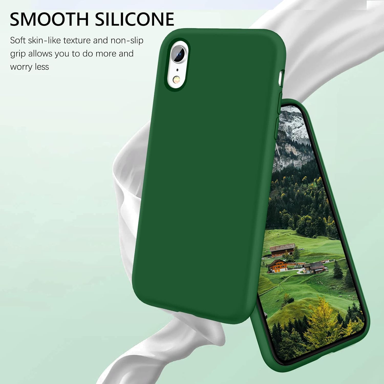 iPhone XR Case Liquid Silicone, Soft Gel Rubber Slim Lightweight Microfiber Lining Cushion Texture Cover