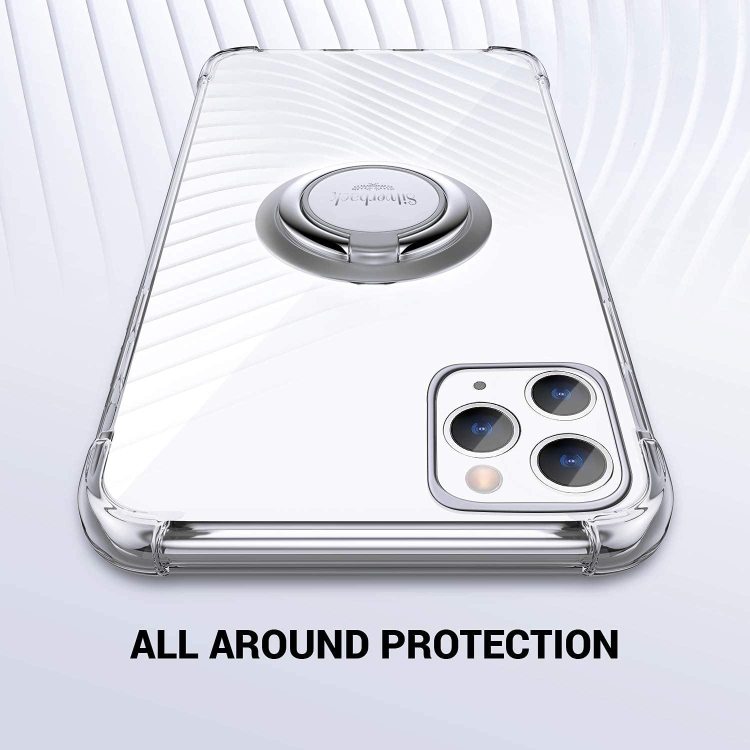 for iPhone 11 Pro Max Case Clear with Ring Kickstand, Protective Soft TPU Shock -Absorbing Bumper Shockproof