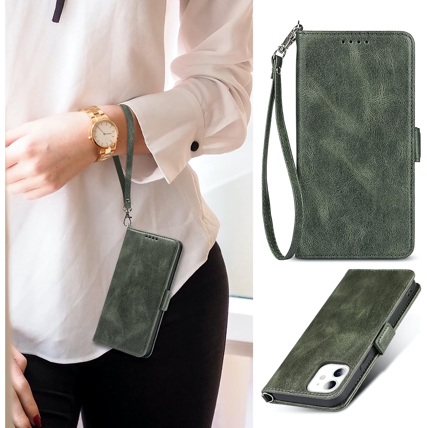 iPhone 12 Mini Wallet Case,[RFID Blocking] Premium Leather Credit Card Holder Magnetic Flip Kickstand Wallet