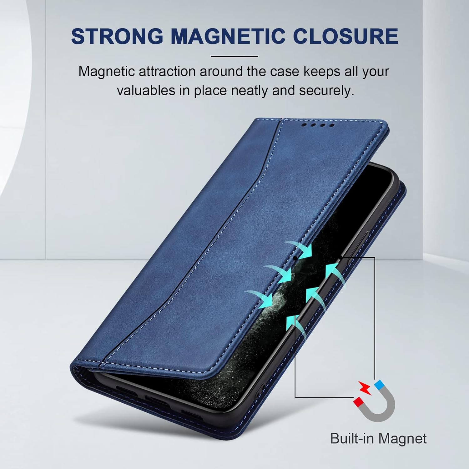 Flip Wallet Case for iPhone 11 Pro,Leather Magnetic Folio Cover with Card Holder,Kickstand - TPU Shockproof