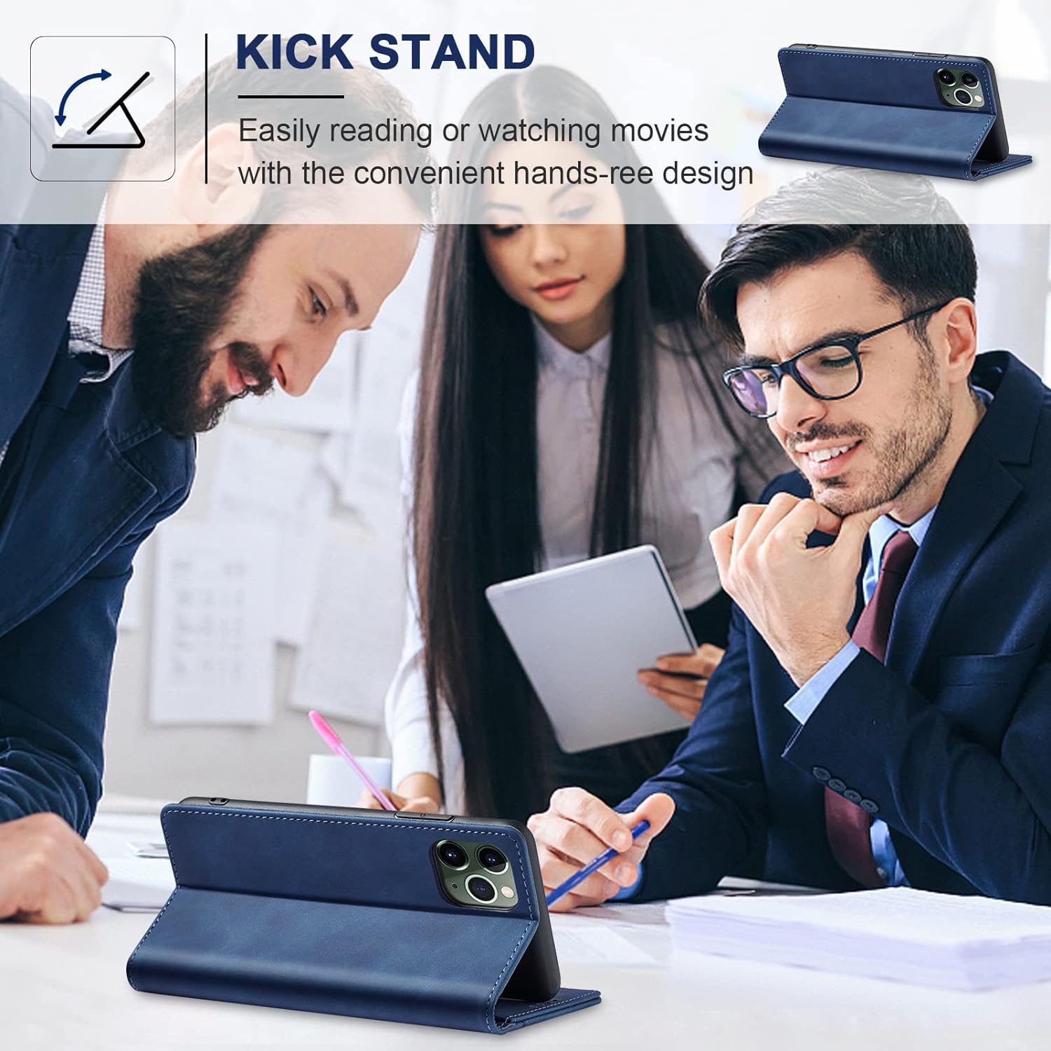 Flip Wallet Case for iPhone 11 Pro,Leather Magnetic Folio Cover with Card Holder,Kickstand - TPU Shockproof