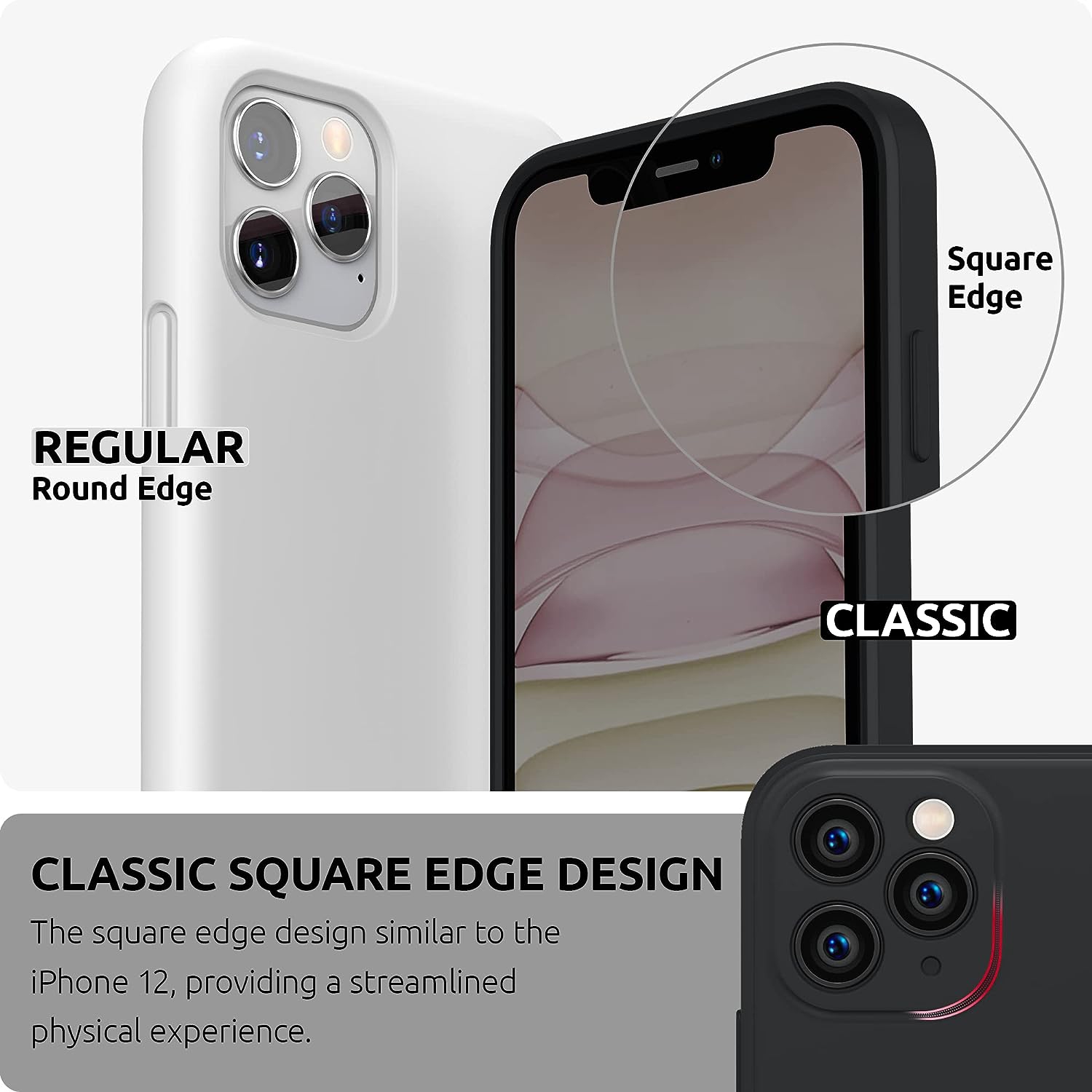 Silicone Case Compatible with iPhone 11 Pro Max, Soft Liquid Silicone Shockproof Flat Edge Phone Case