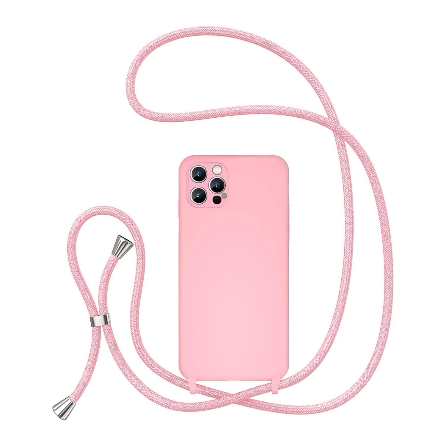 Crossbody Lanyard Phone case for iPhone 12 Pro Max, Silicone Phone Cover with Adjustable Necklace Strap Soft