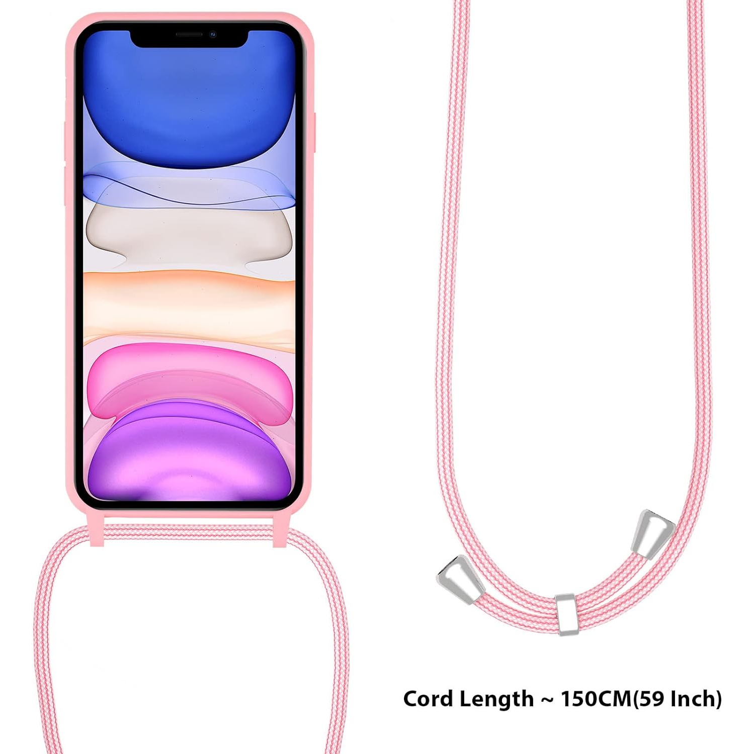 Crossbody Lanyard Phone case for iPhone 12 Pro Max, Silicone Phone Cover with Adjustable Necklace Strap Soft