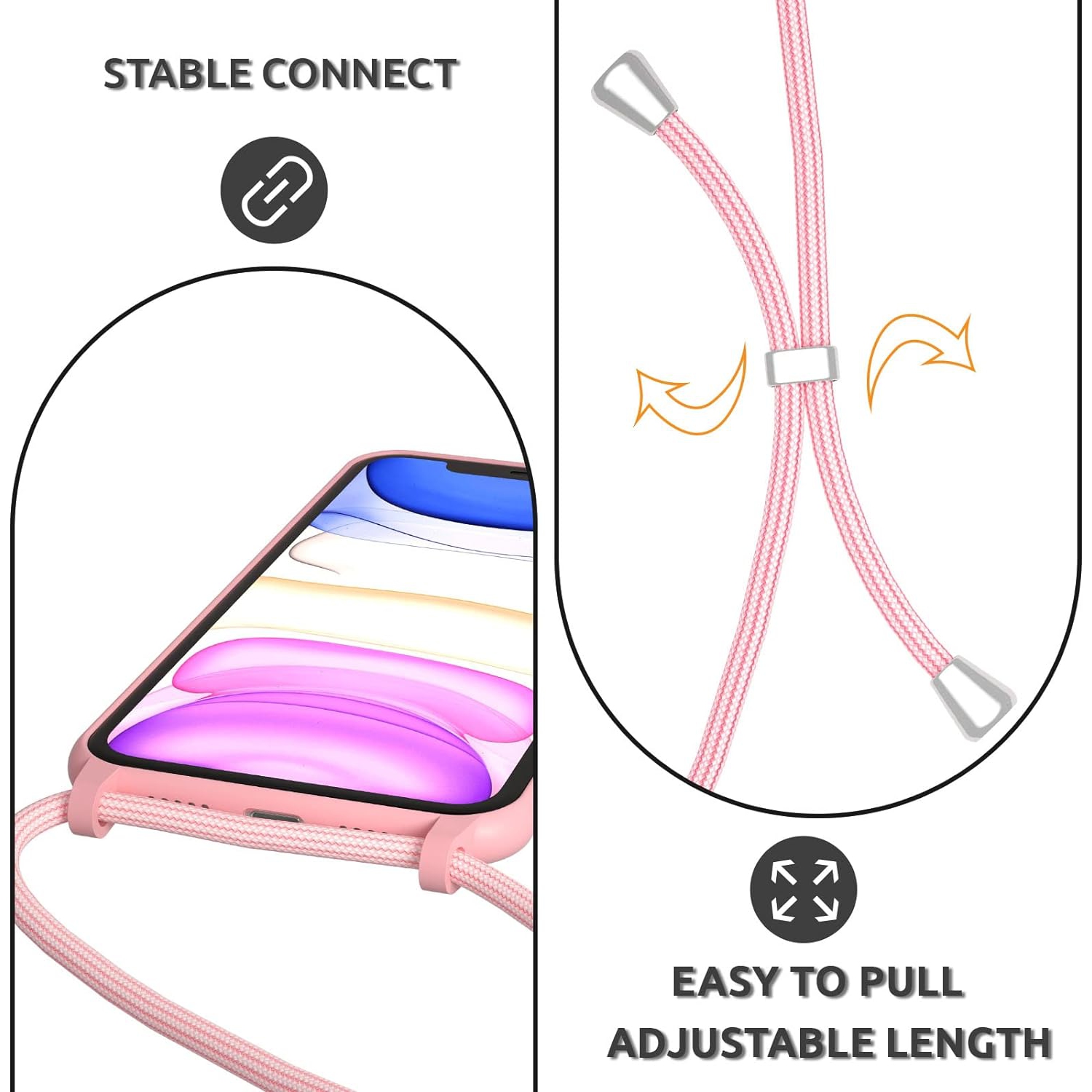 Crossbody Lanyard Phone case for iPhone 12 Pro Max, Silicone Phone Cover with Adjustable Necklace Strap Soft