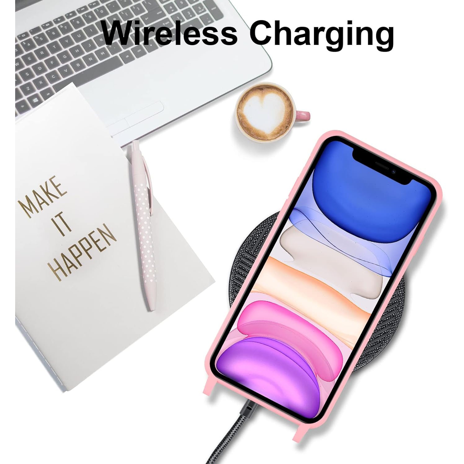 Crossbody Lanyard Phone case for iPhone 12 Pro Max, Silicone Phone Cover with Adjustable Necklace Strap Soft