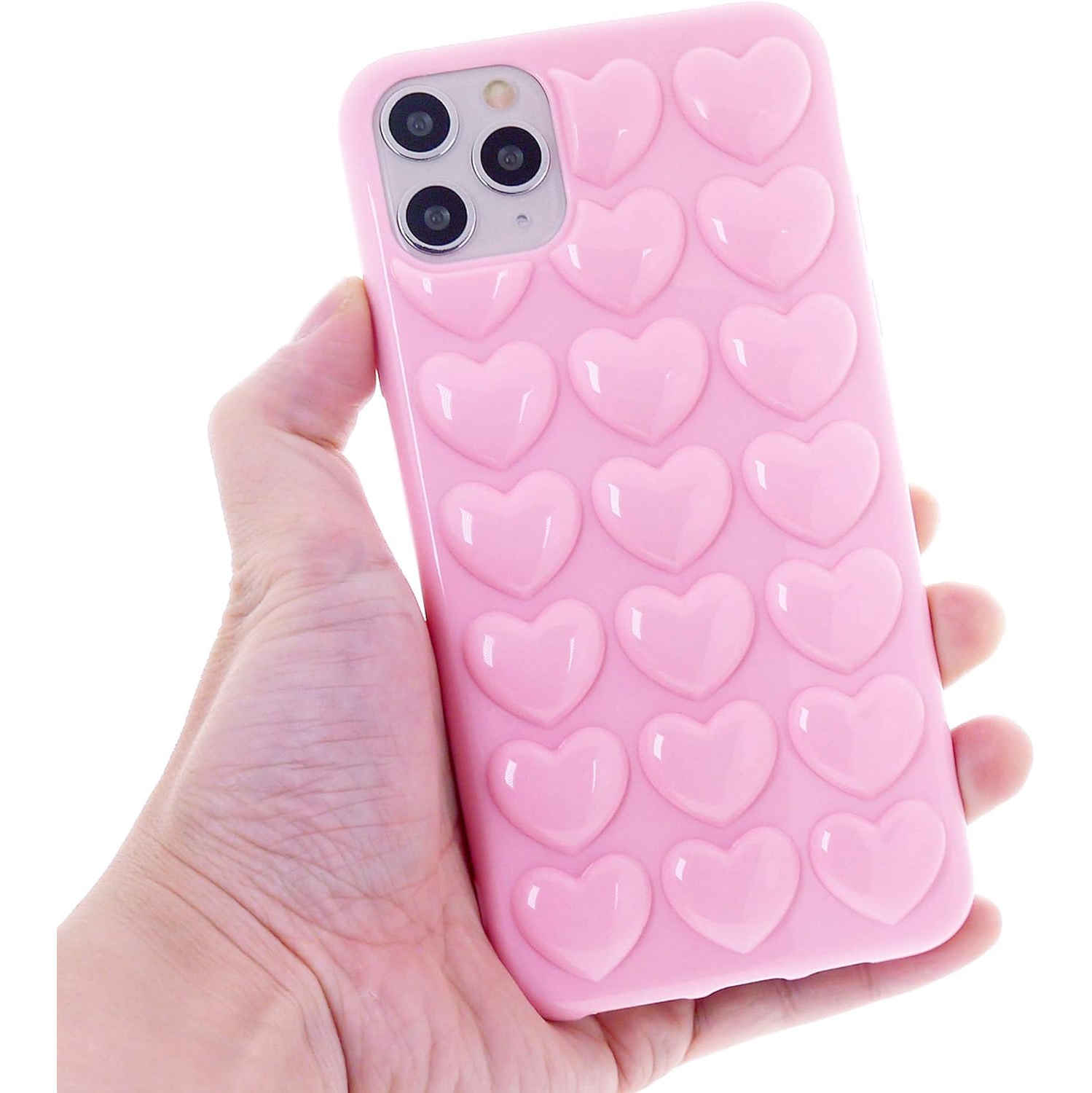 iPhone 11 Pro Max Case for Women, 3D Pop Bubble Heart Kawaii Gel Cover, Cute Girly for iPhone11 Pro Max 6.5 inch