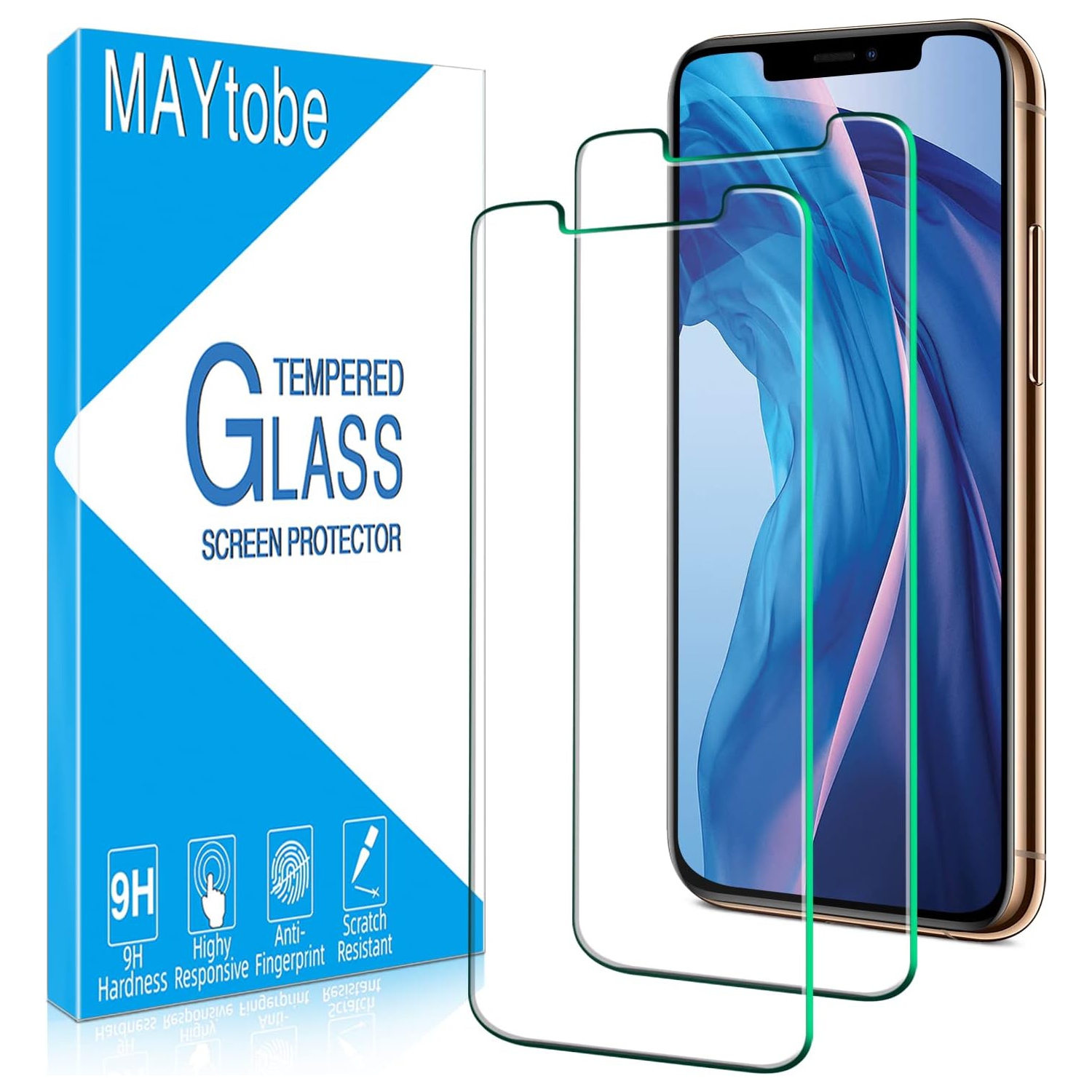 Paquet de 2] Protecteur d'écran pour iPhone 11 Pro Max et iPhone XS Max en verre trempé, compatible avec les étuis