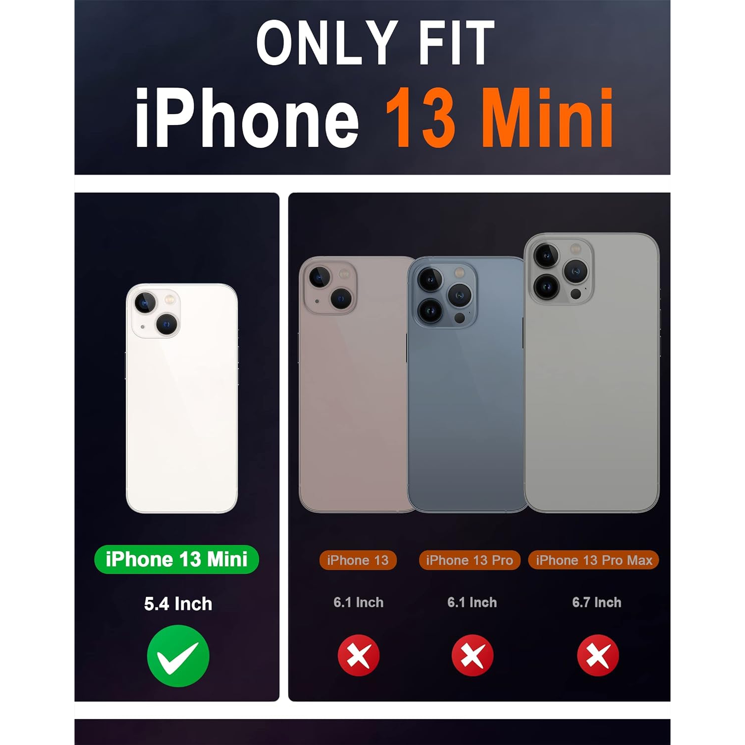 Case for iPhone 13 Mini 5G, Genuine Leather Wallet Folio Case Magnetic Closure RFID Blocking Card Slots