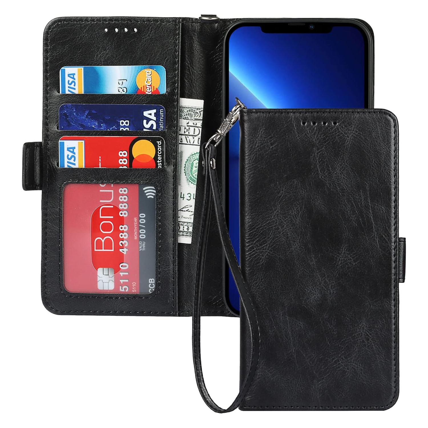 iPhone 13 Mini Wallet Case,[RFID Blocking] Premium Leather Credit Card Holder Magnetic Flip Kickstand Wallet