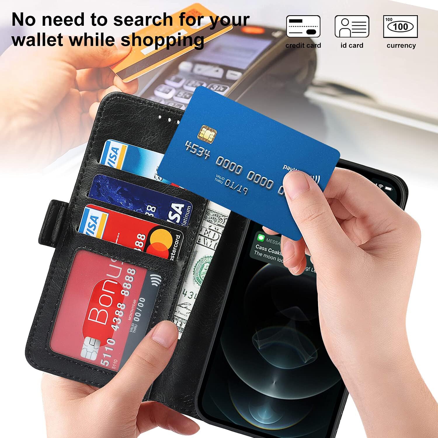 iPhone 13 Mini Wallet Case,[RFID Blocking] Premium Leather Credit Card Holder Magnetic Flip Kickstand Wallet