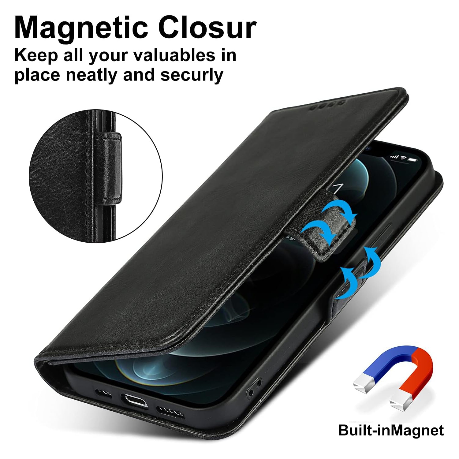iPhone 13 Mini Wallet Case,[RFID Blocking] Premium Leather Credit Card Holder Magnetic Flip Kickstand Wallet
