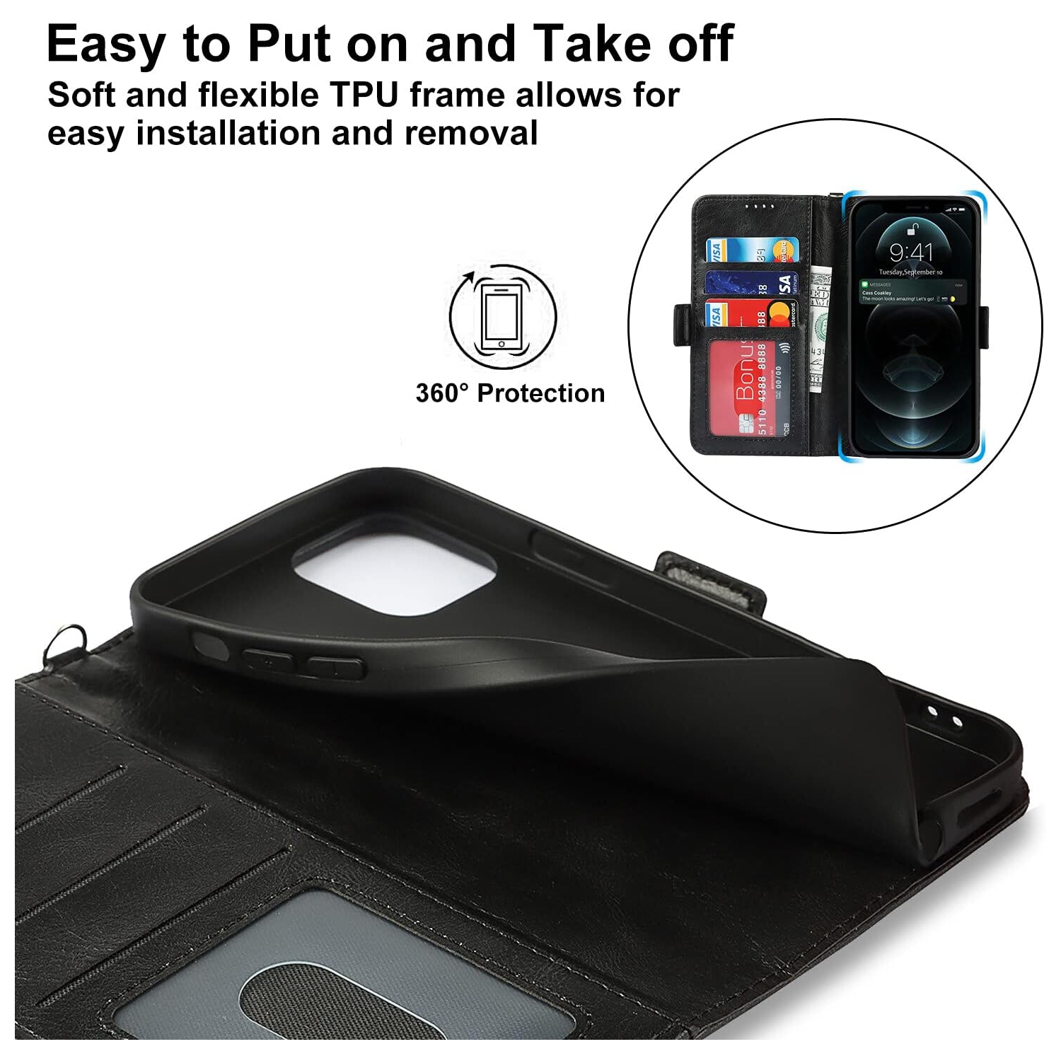 iPhone 13 Mini Wallet Case,[RFID Blocking] Premium Leather Credit Card Holder Magnetic Flip Kickstand Wallet