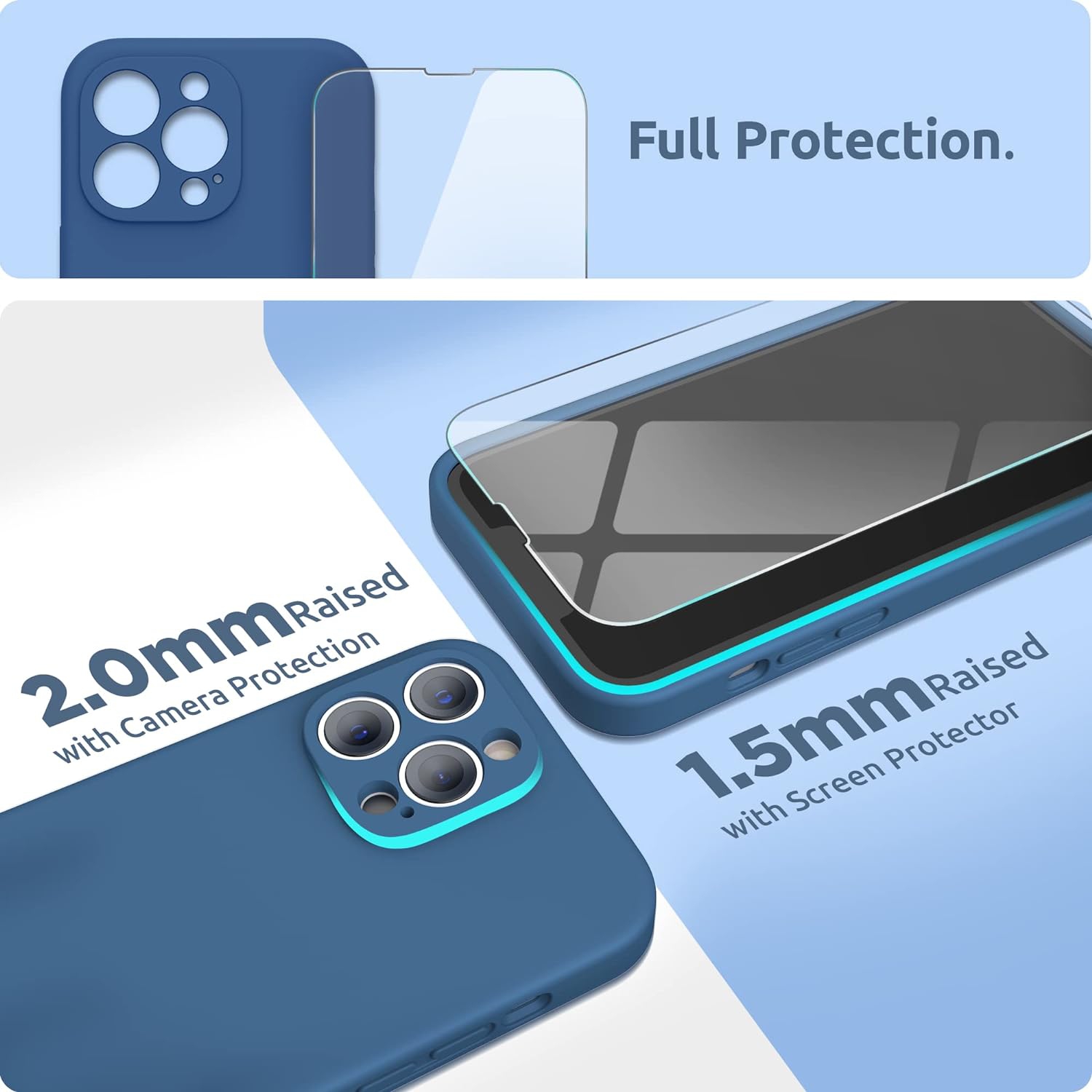 Silicone Case Compatible with iPhone 13 Pro Case 6.1 inch, with Camera Protection Liquid Silicone Soft