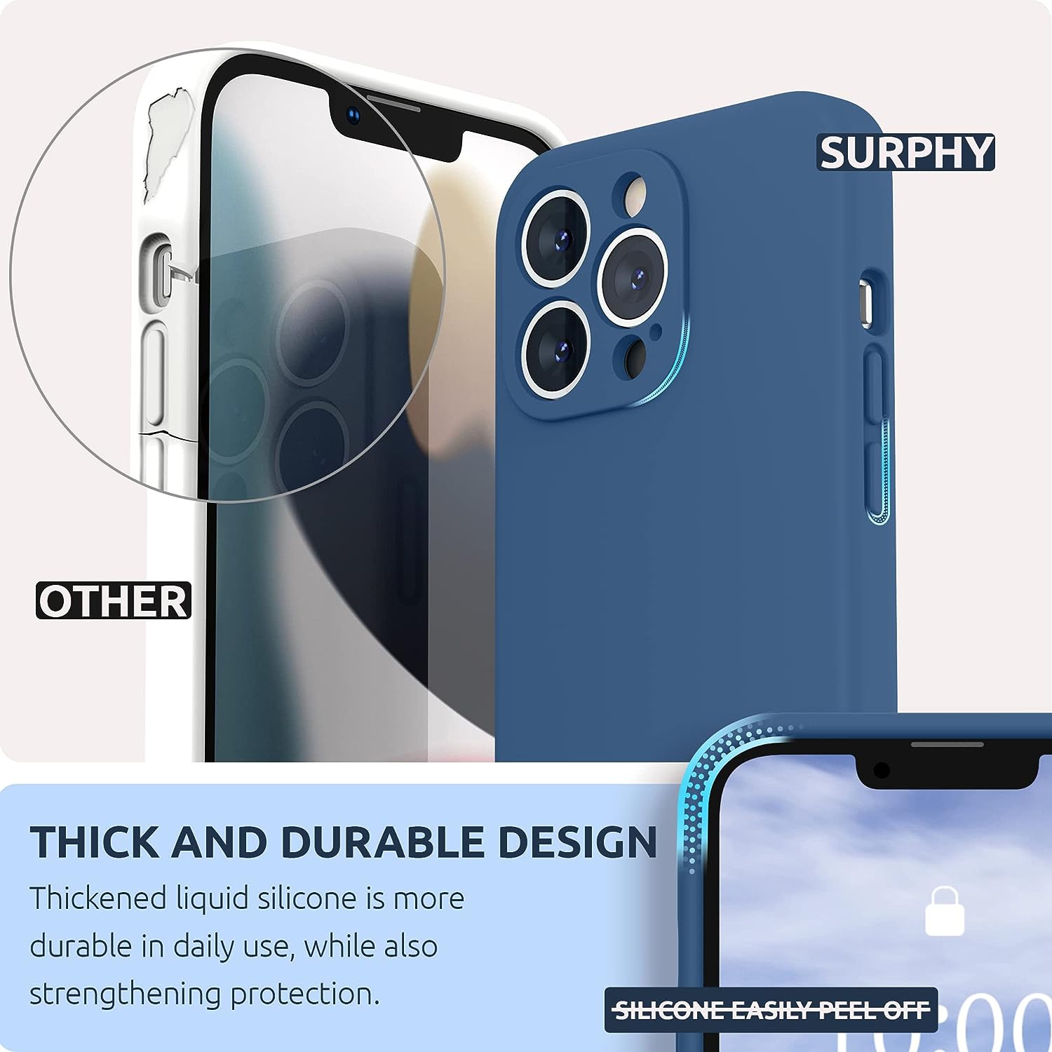 Silicone Case Compatible with iPhone 13 Pro Case 6.1 inch, with Camera Protection Liquid Silicone Soft