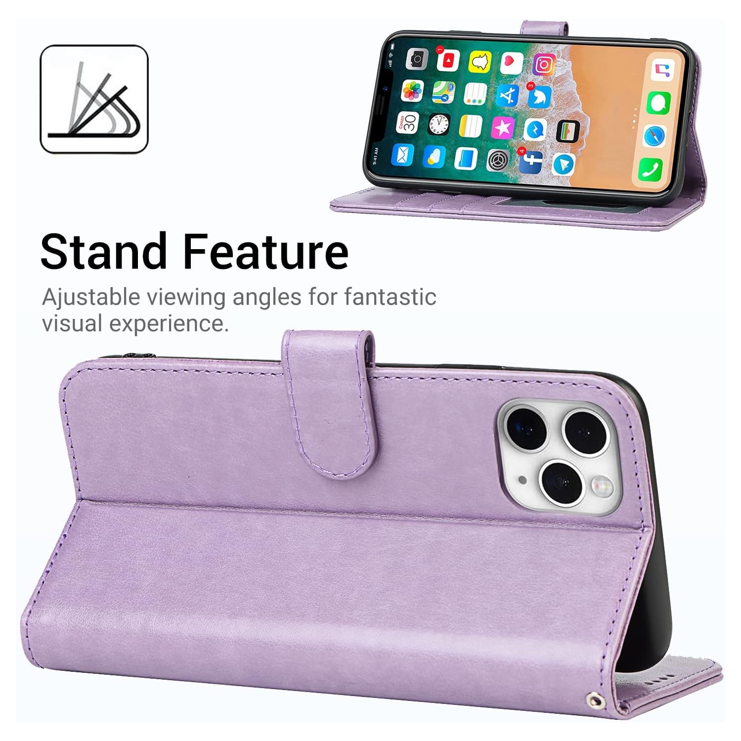 iPhone 11 Pro Case Wallet,Premium Leather Card Holder Card Slot Magnetic Closure Flip Kickstand Women Wallet