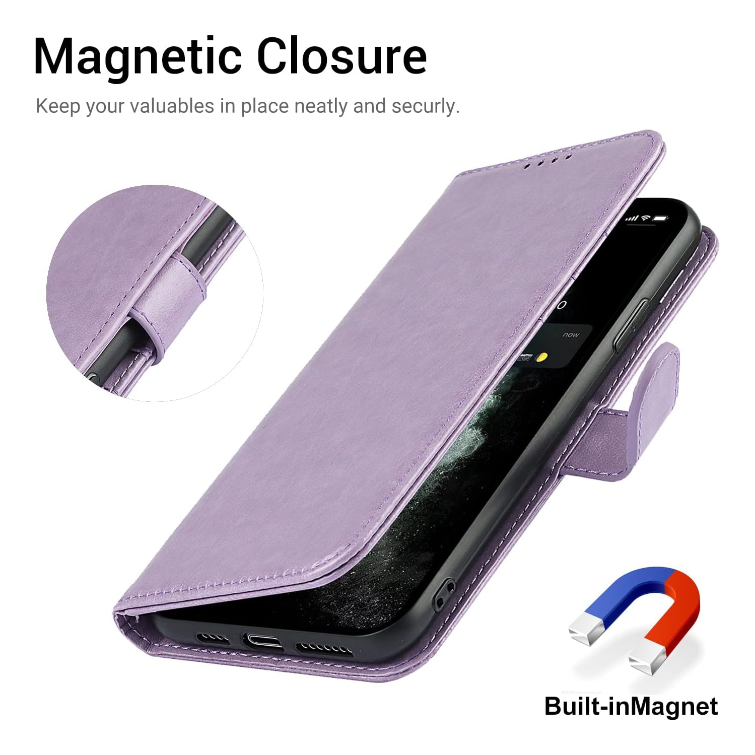 iPhone 11 Pro Case Wallet,Premium Leather Card Holder Card Slot Magnetic Closure Flip Kickstand Women Wallet