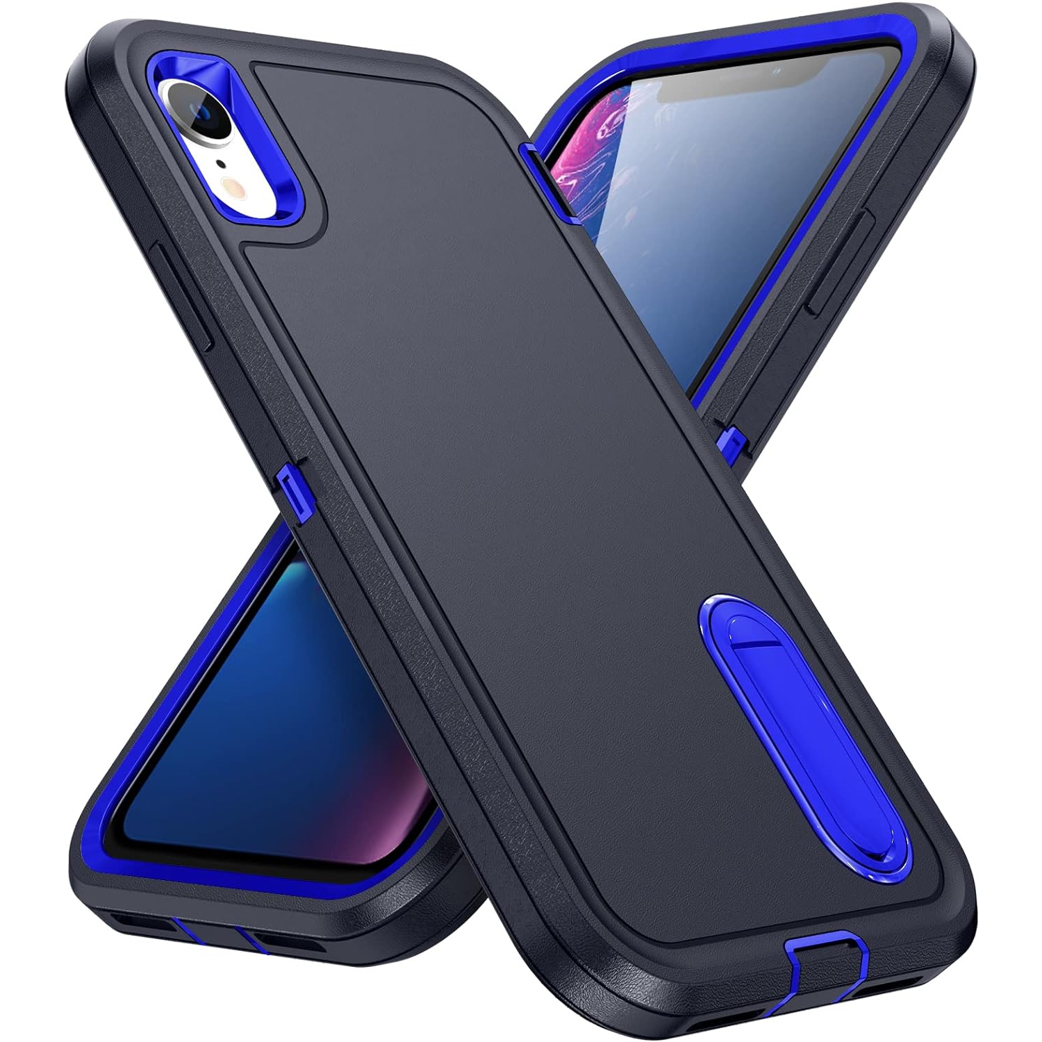 iPhone XR Case with Build-in Kickstand,Heavy Duty Protection Shockproof Anti-Scratch Rugged Protective Durable