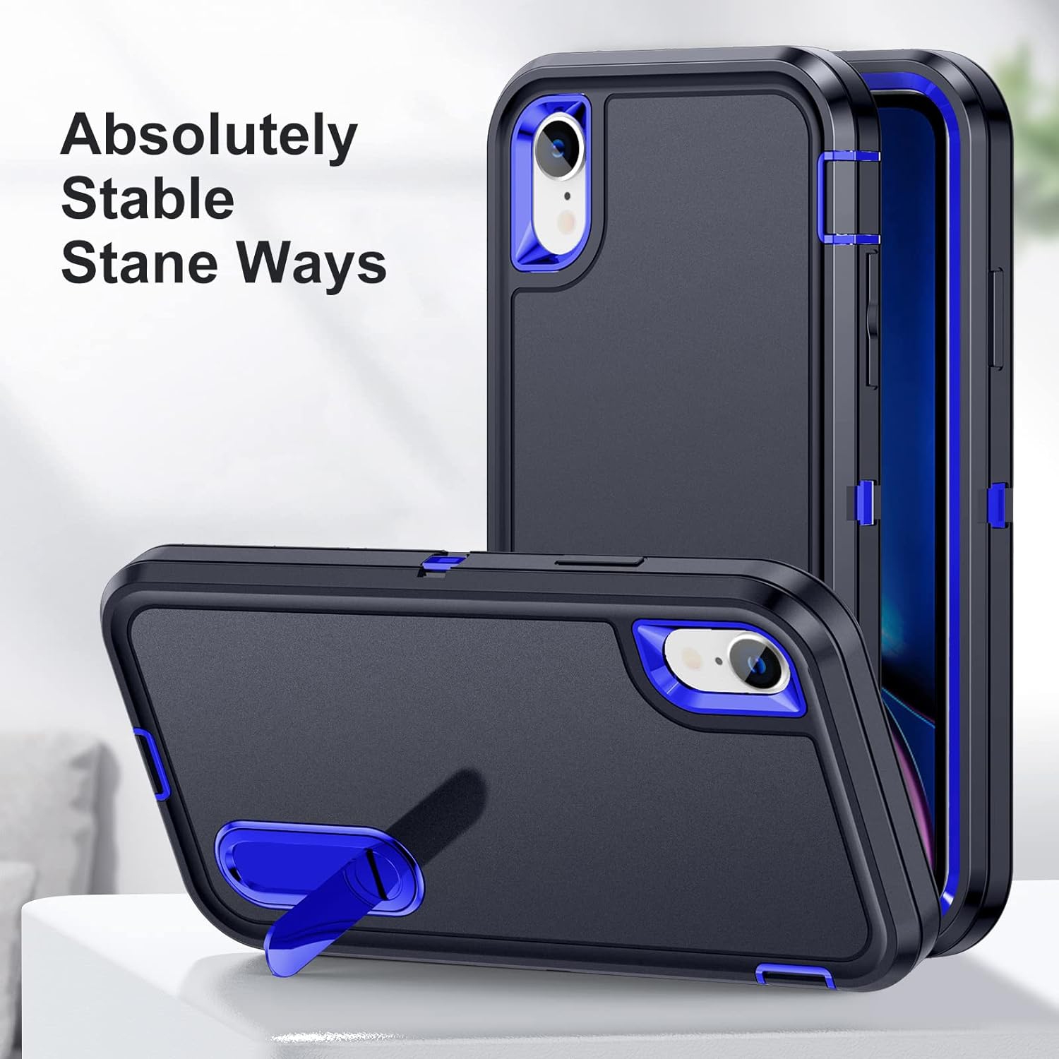 iPhone XR Case with Build-in Kickstand,Heavy Duty Protection Shockproof Anti-Scratch Rugged Protective Durable