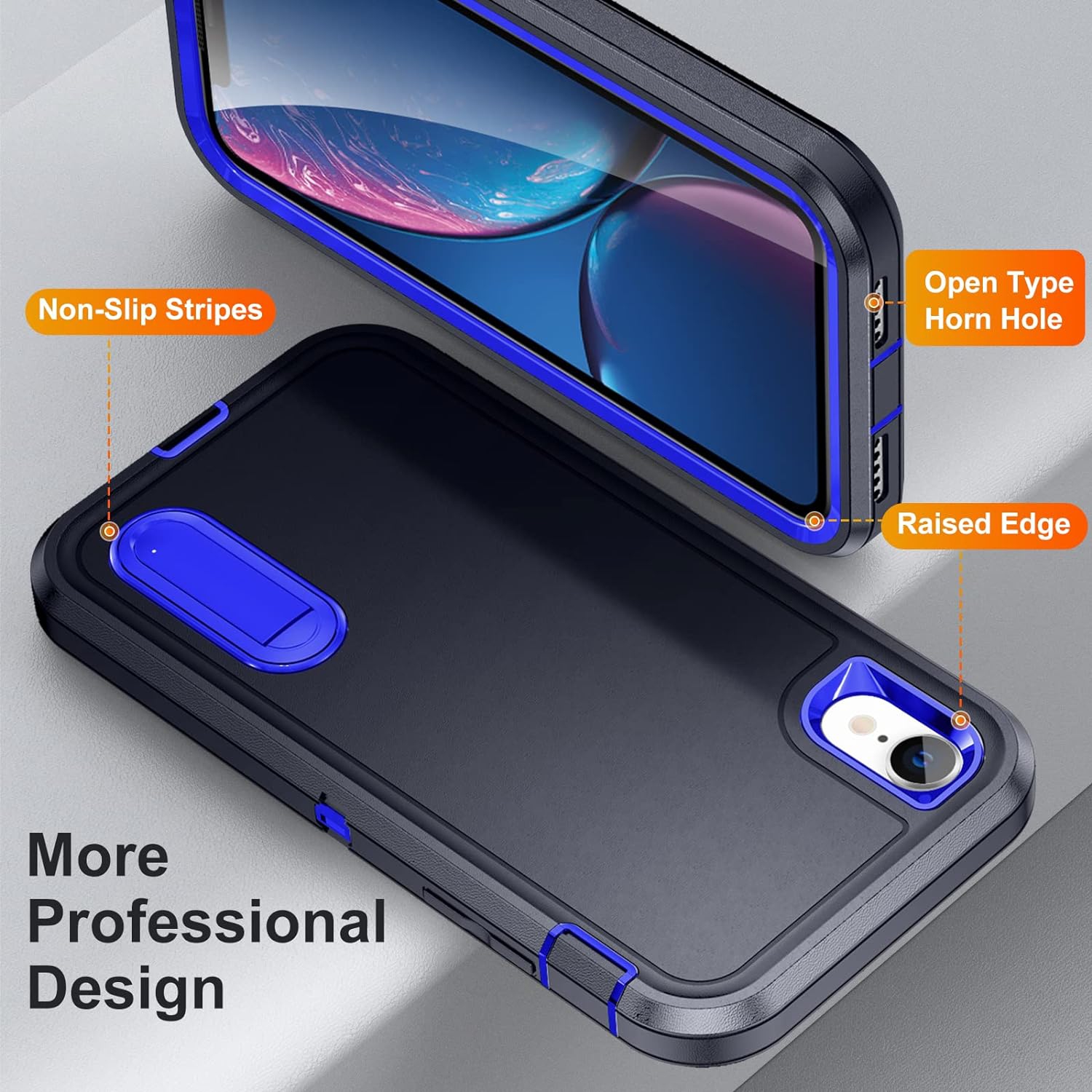 iPhone XR Case with Build-in Kickstand,Heavy Duty Protection Shockproof Anti-Scratch Rugged Protective Durable