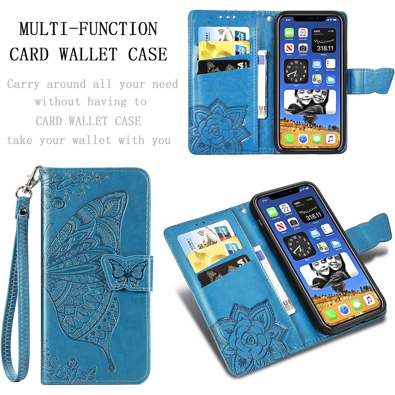iPhone 12 Mini Case, Design for iPhone 12 Mini Case with Card Holder Stand Kickstand for Women Girls