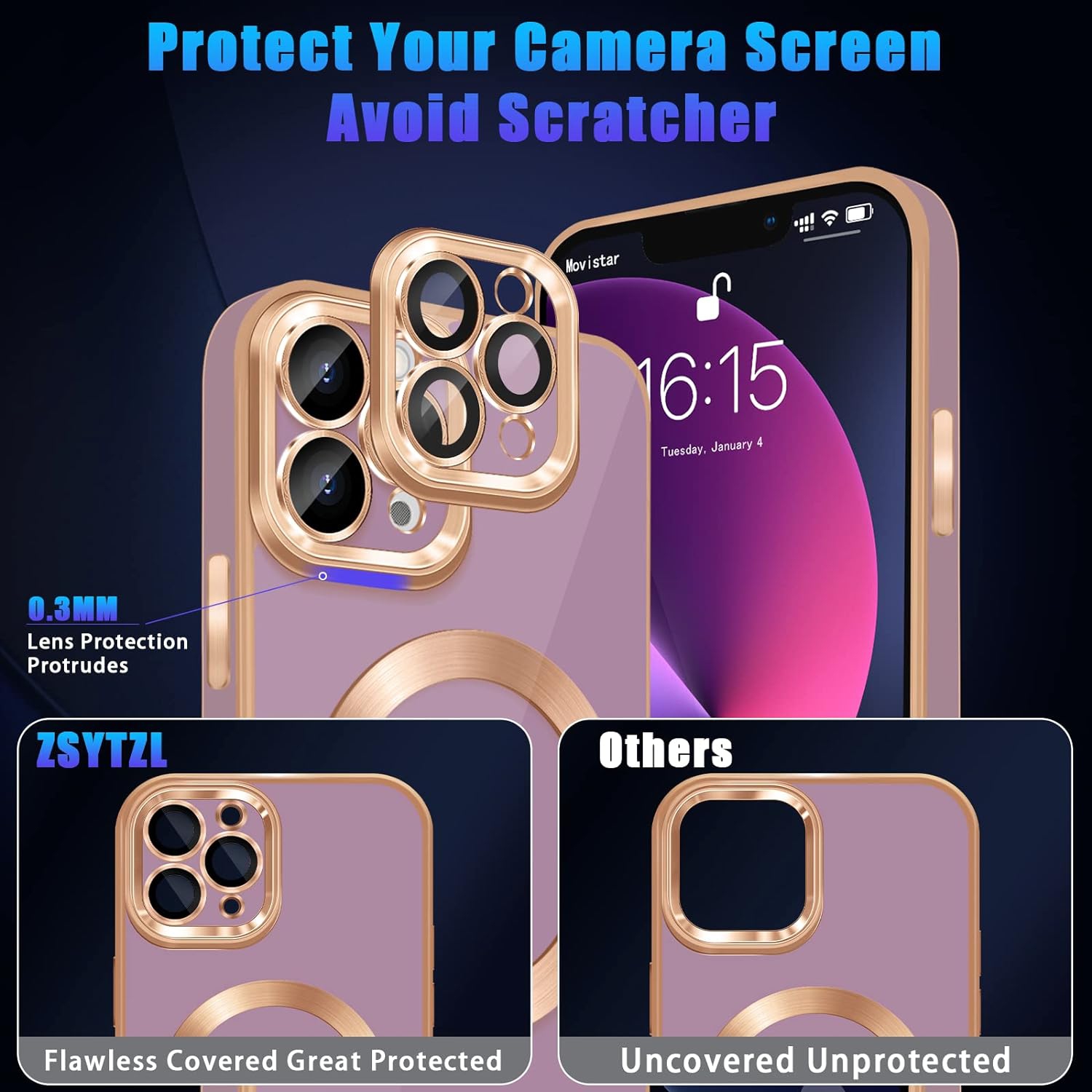 Compatible with iPhone 11 Pro Case Magnetic with Cute Love Heart Plating Full Camera Lens