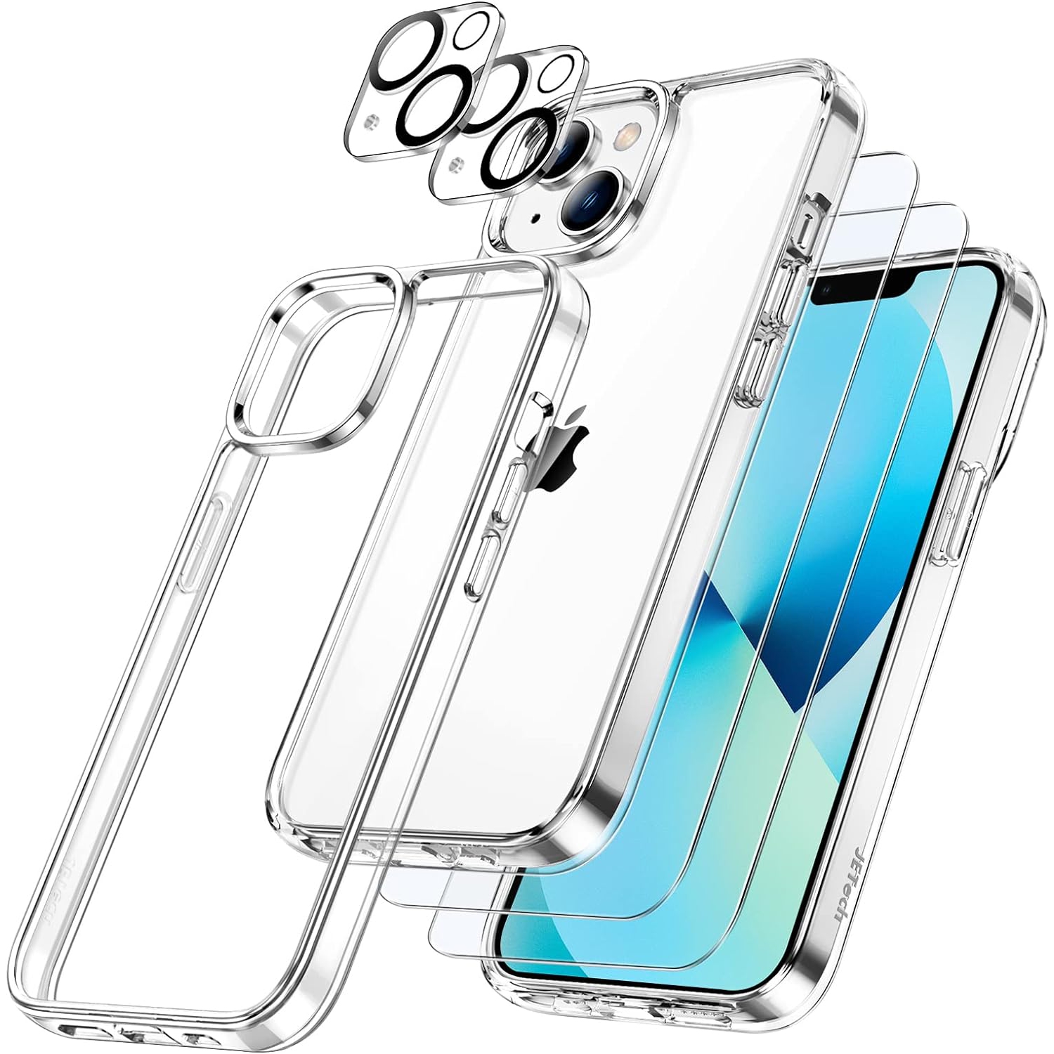 3 in 1 Case for iPhone 13 Mini 5.4-Inch, with 2-Pack Screen Protector and 2-Pack Camera Lens Protector,