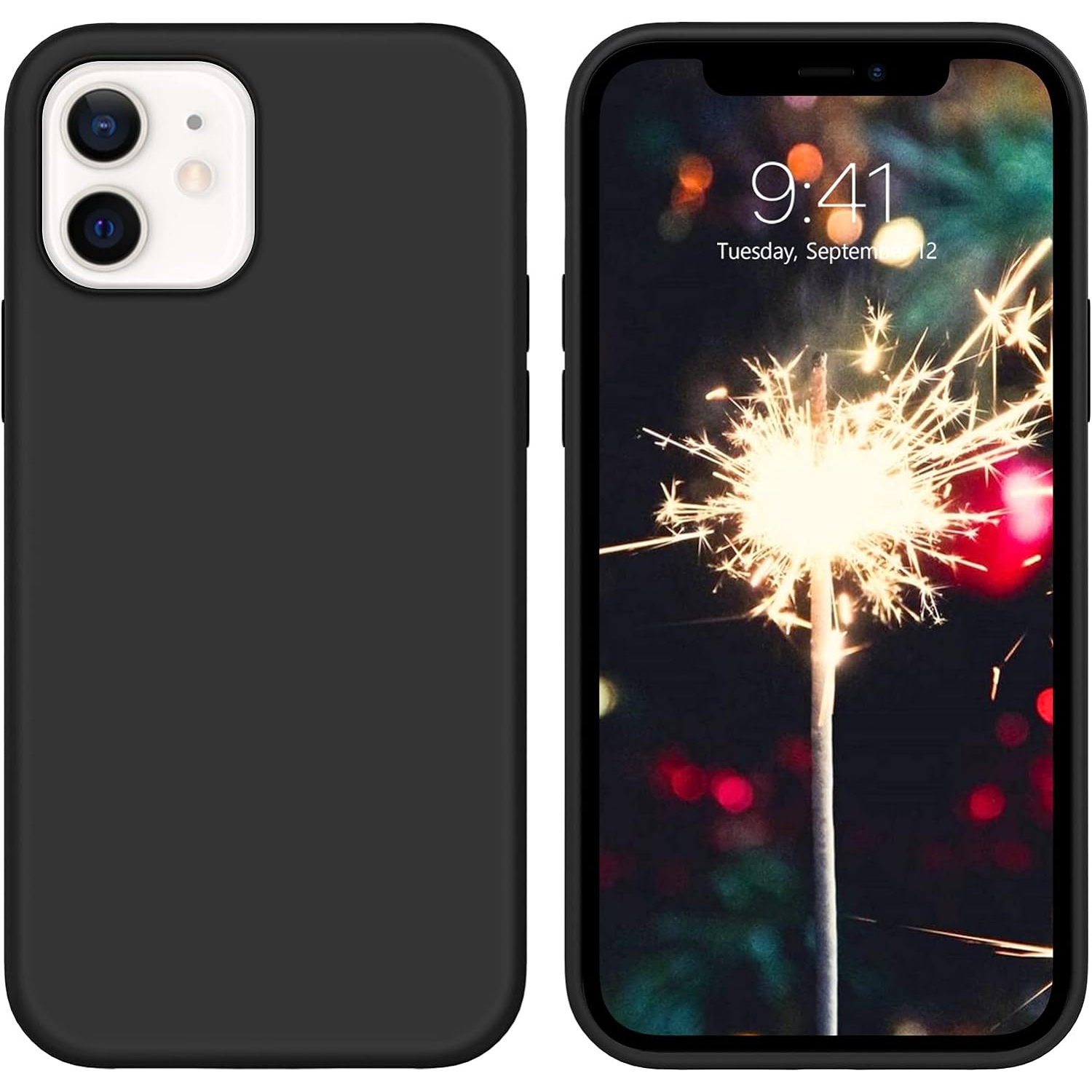 iPhone – Étui 12, étui pour iPhone 12 Pro, étui mince en caoutchouc souple silicone liquide avec doublure en microfibre