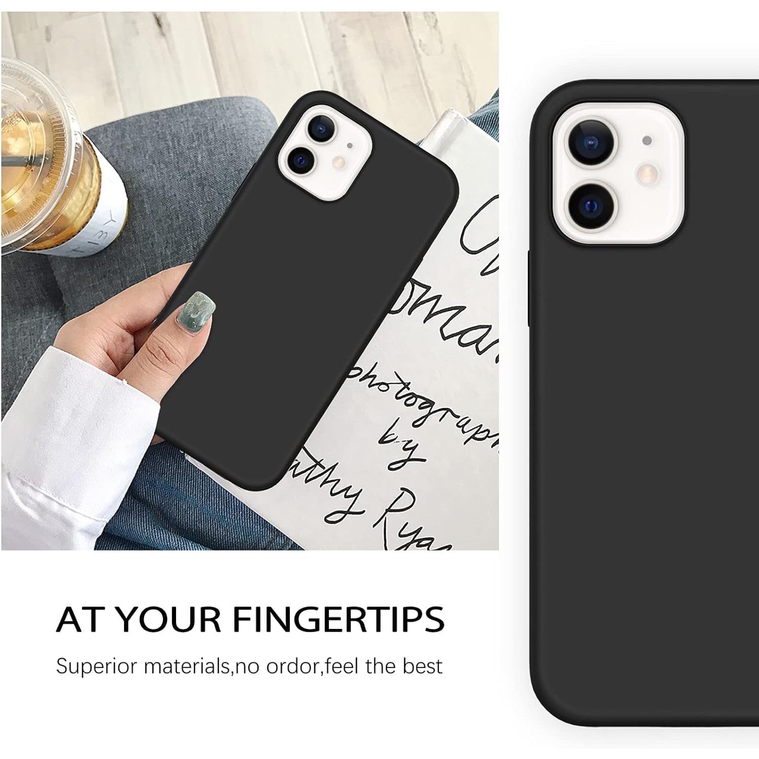 iPhone – Étui 12, étui pour iPhone 12 Pro, étui mince en caoutchouc souple silicone liquide avec doublure en microfibre