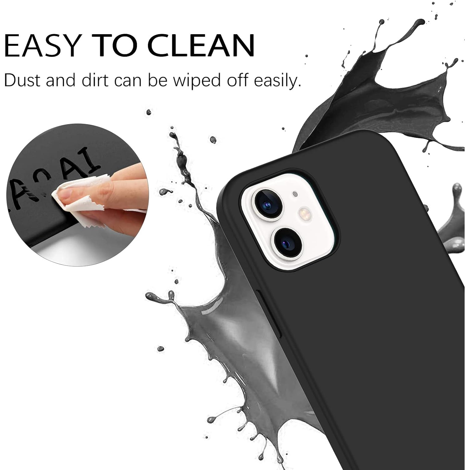 iPhone – Étui 12, étui pour iPhone 12 Pro, étui mince en caoutchouc souple silicone liquide avec doublure en microfibre