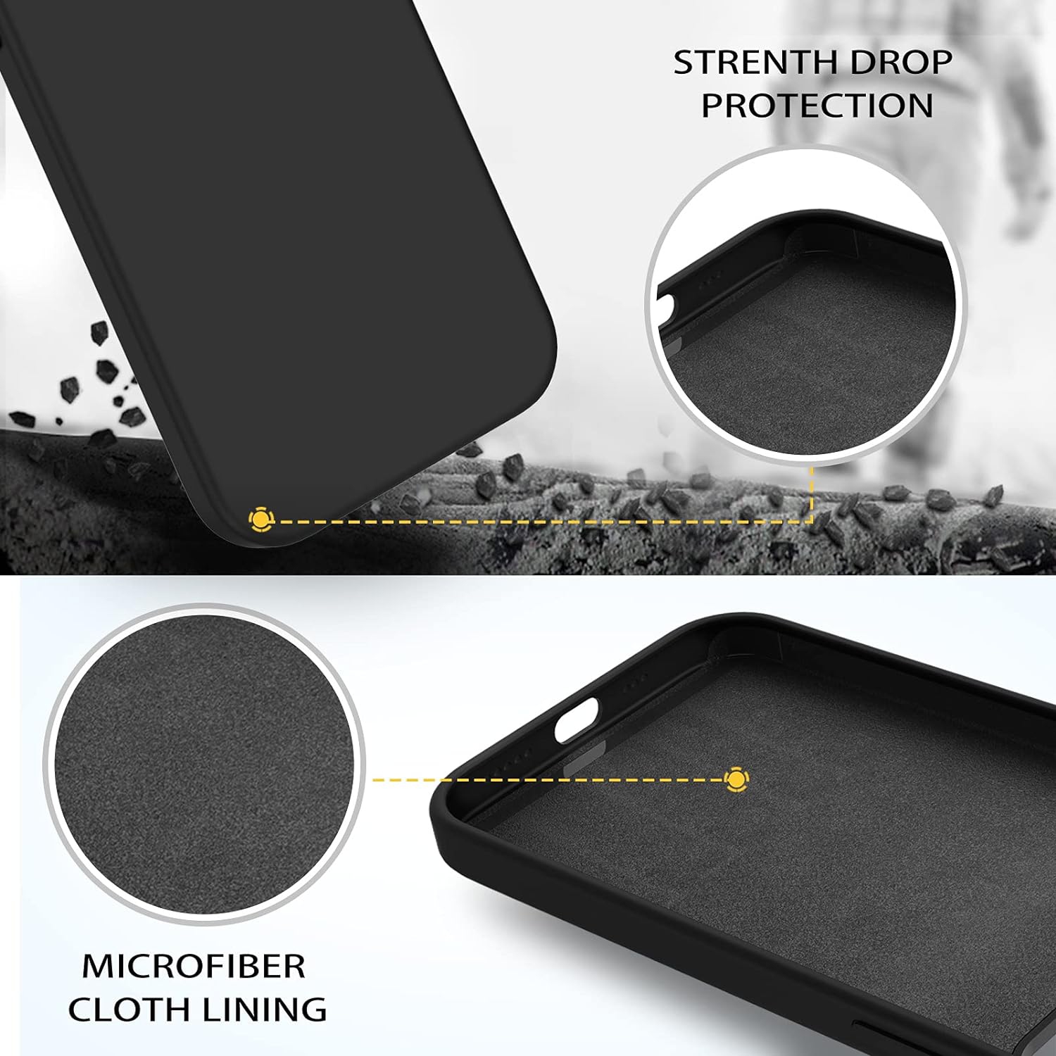 iPhone – Étui 12, étui pour iPhone 12 Pro, étui mince en caoutchouc souple silicone liquide avec doublure en microfibre