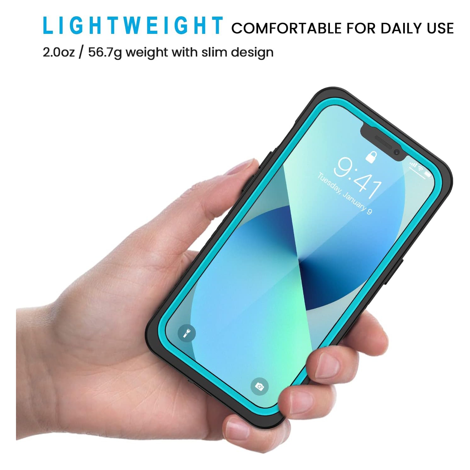 iPhone 13 Mini Case, IP68 Waterproof Dustproof Shockproof Case with Built-in Screen Protector, Full Body Sealed