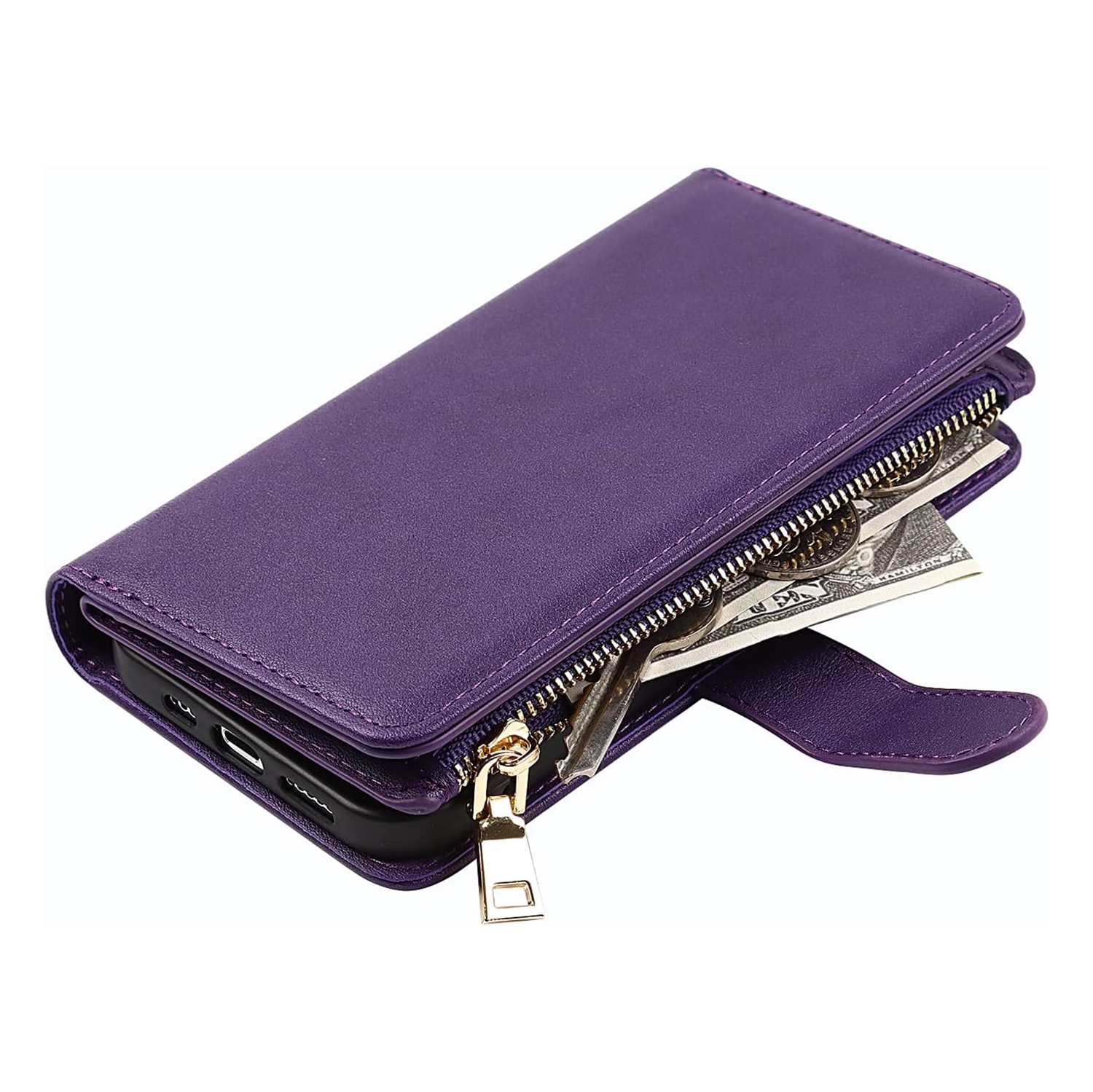 Compatible with iPhone 13 Mini Wallet Case,[9 Card Slots] Removable Adjustable Crossbody Necklace Lanyard