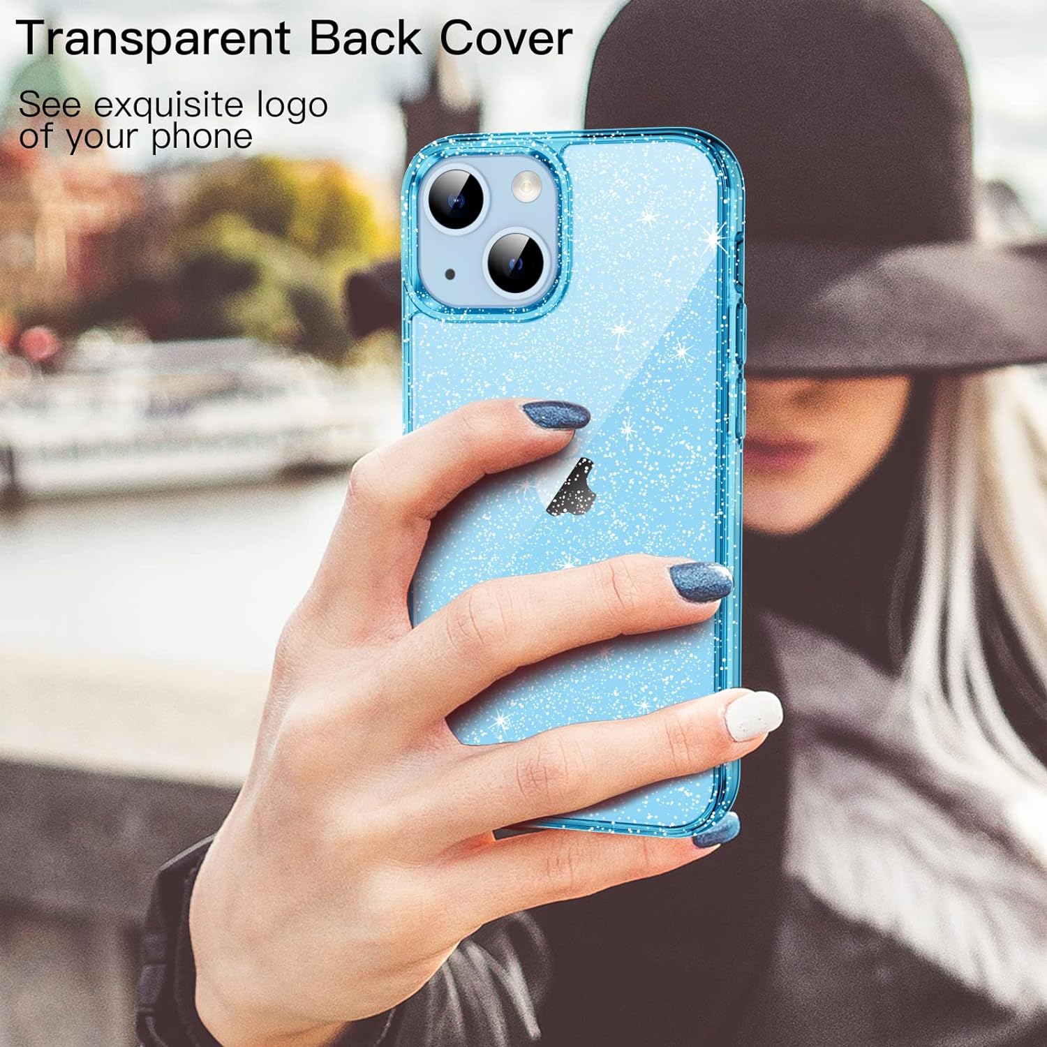 Glitter Case for iPhone 14 Plus 6.7-Inch, Bling Sparkle Shockproof Phone Bumper Cover, Cute Sparkly for Women