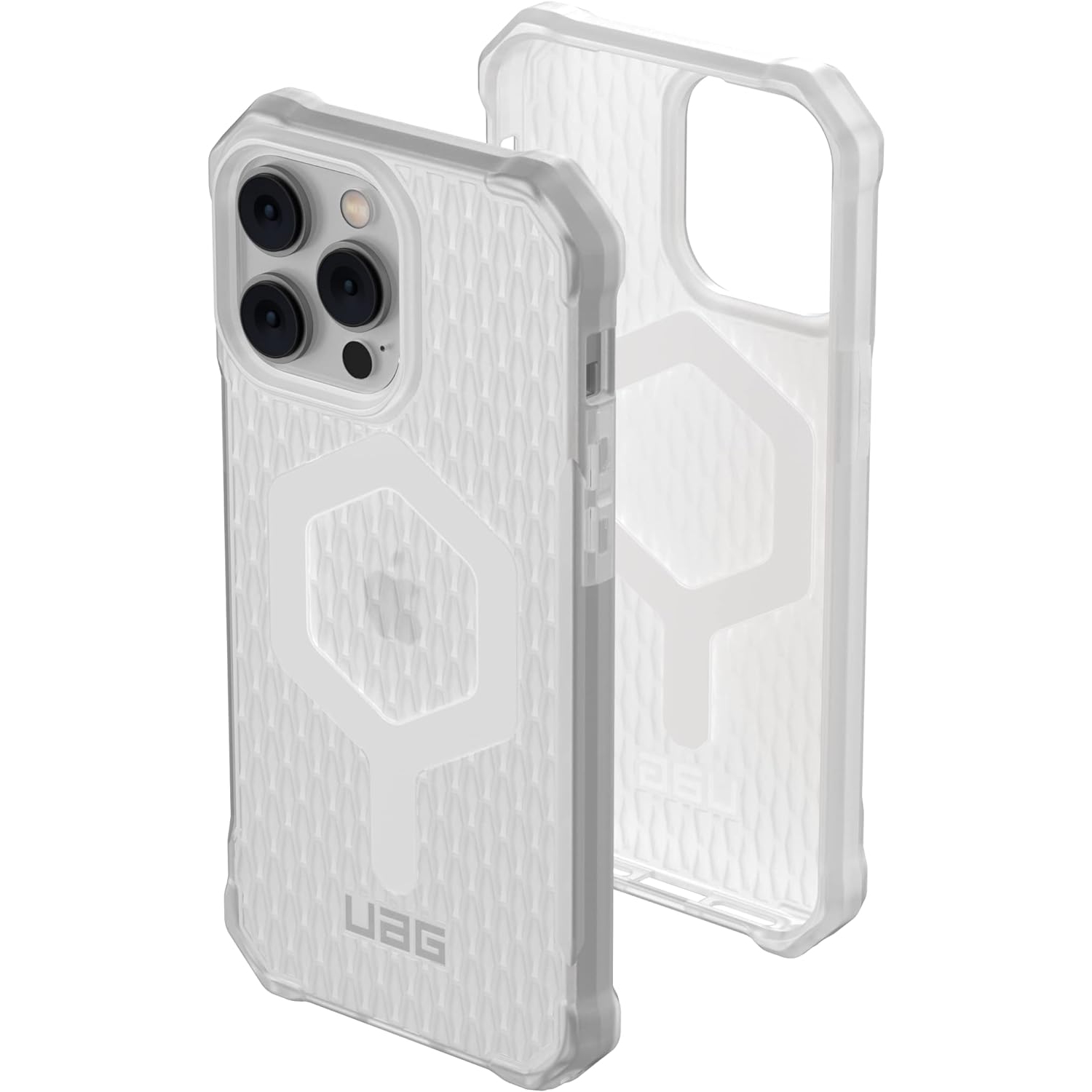 UAG conçu pour iPhone 14 Pro Max Étui transparent Ice aimant intégré Essential Armor 6,7 po compatible avec le chargement MagSafe