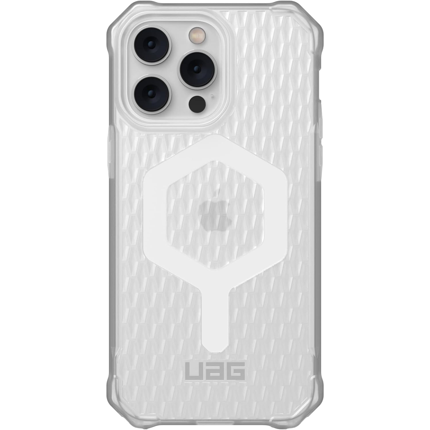 UAG conçu pour iPhone 14 Pro Max Étui transparent Ice aimant intégré Essential Armor 6,7 po compatible avec le chargement MagSafe